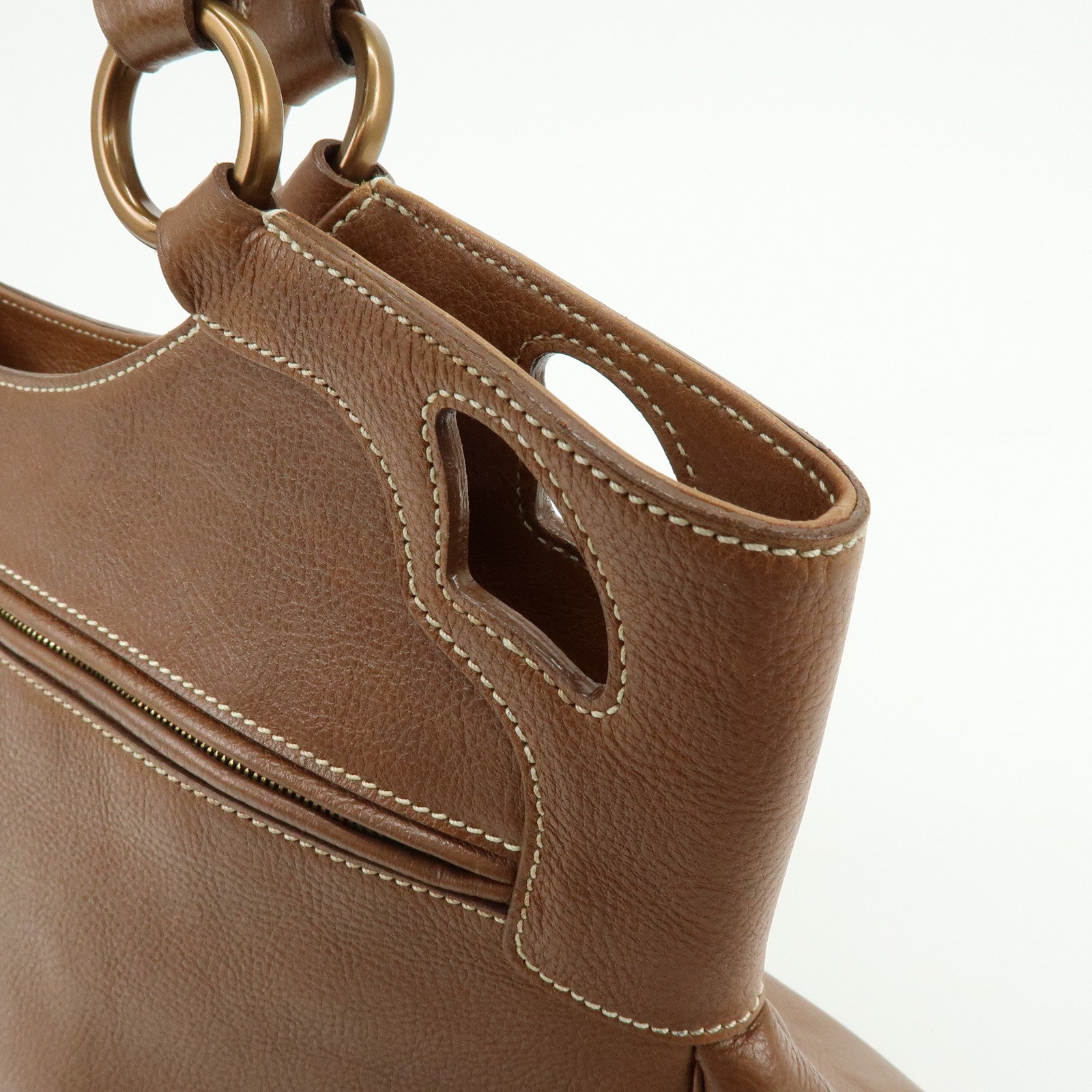 Cartier Marcello de Cartier Leather Hand Bag Tote Bag Brown