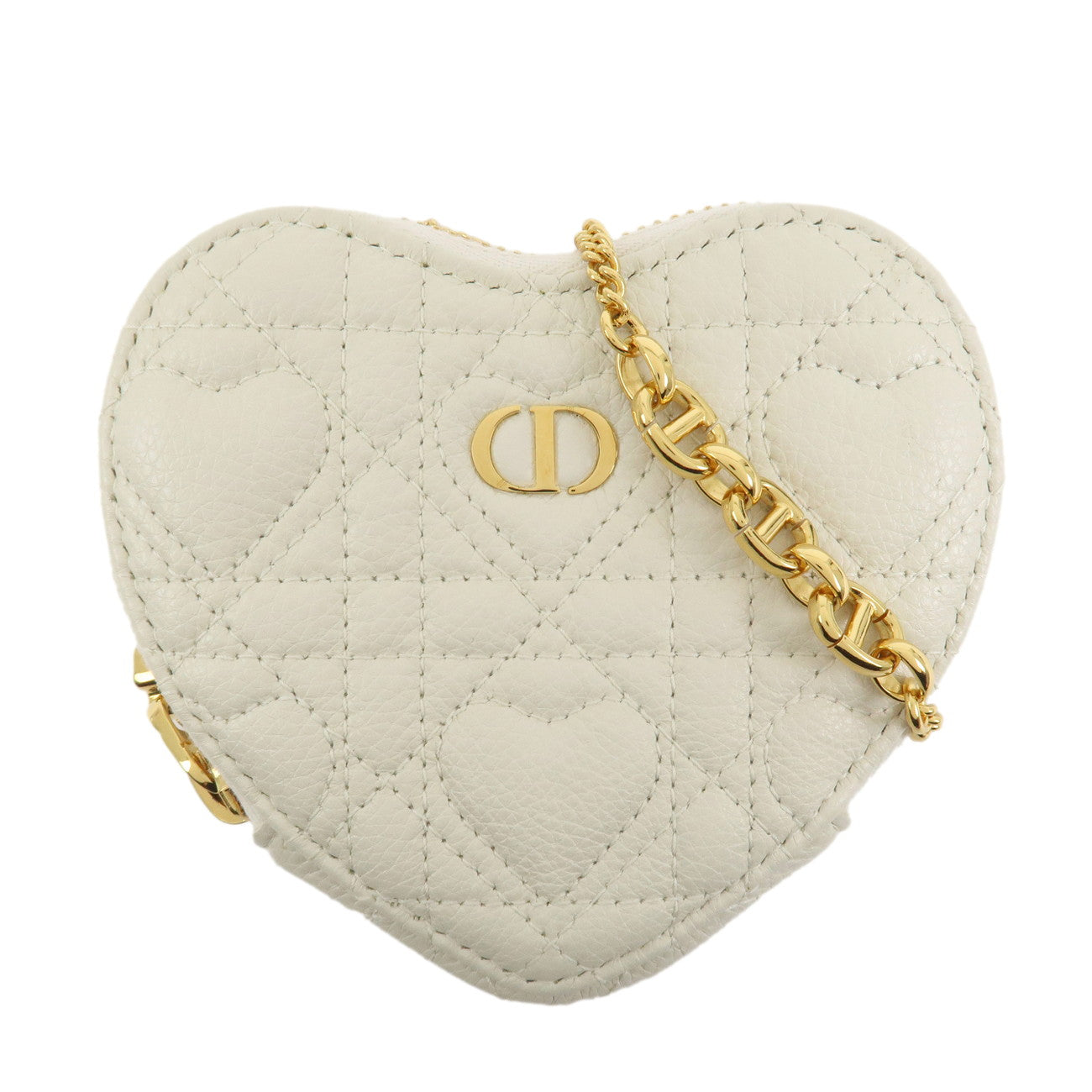 Christian Dior Canage Calf Skin Mini Chain Shoulder Bag Ivory