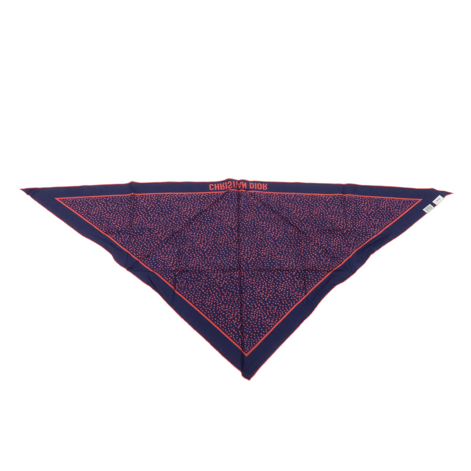 Christian Dior Silk 100% Triangle Scarf Dark Navy Red