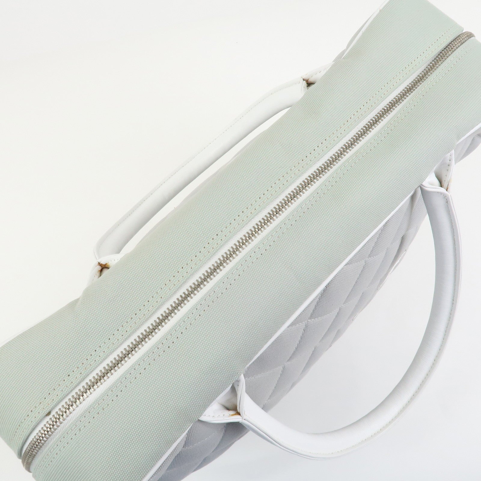 CHANEL Sports Line COCO Mark Canvas Leather Hand Bag Gray White