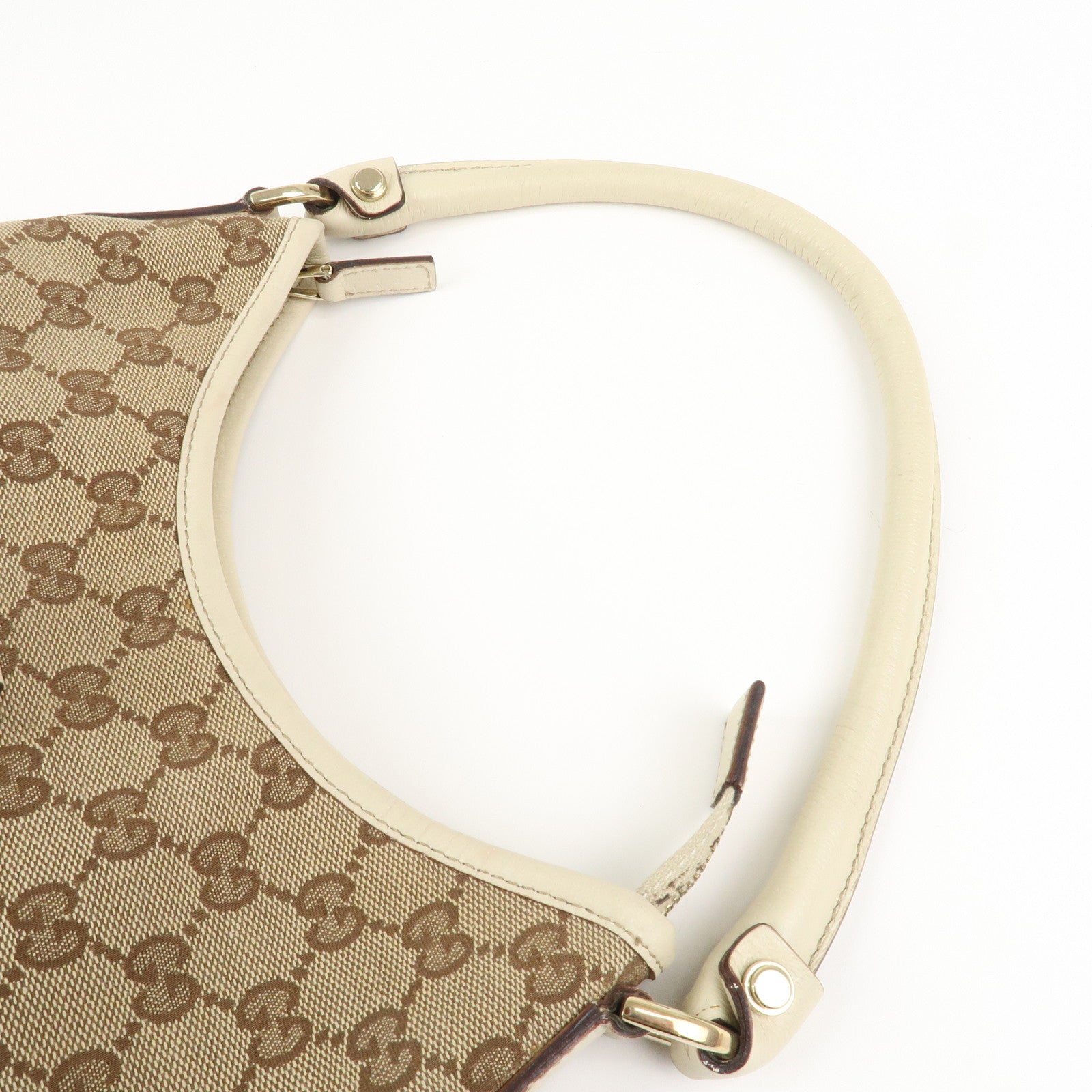 GUCCI Abbey GG Canvas Leather Shoulder Bag Beige Ivory 130738 Used