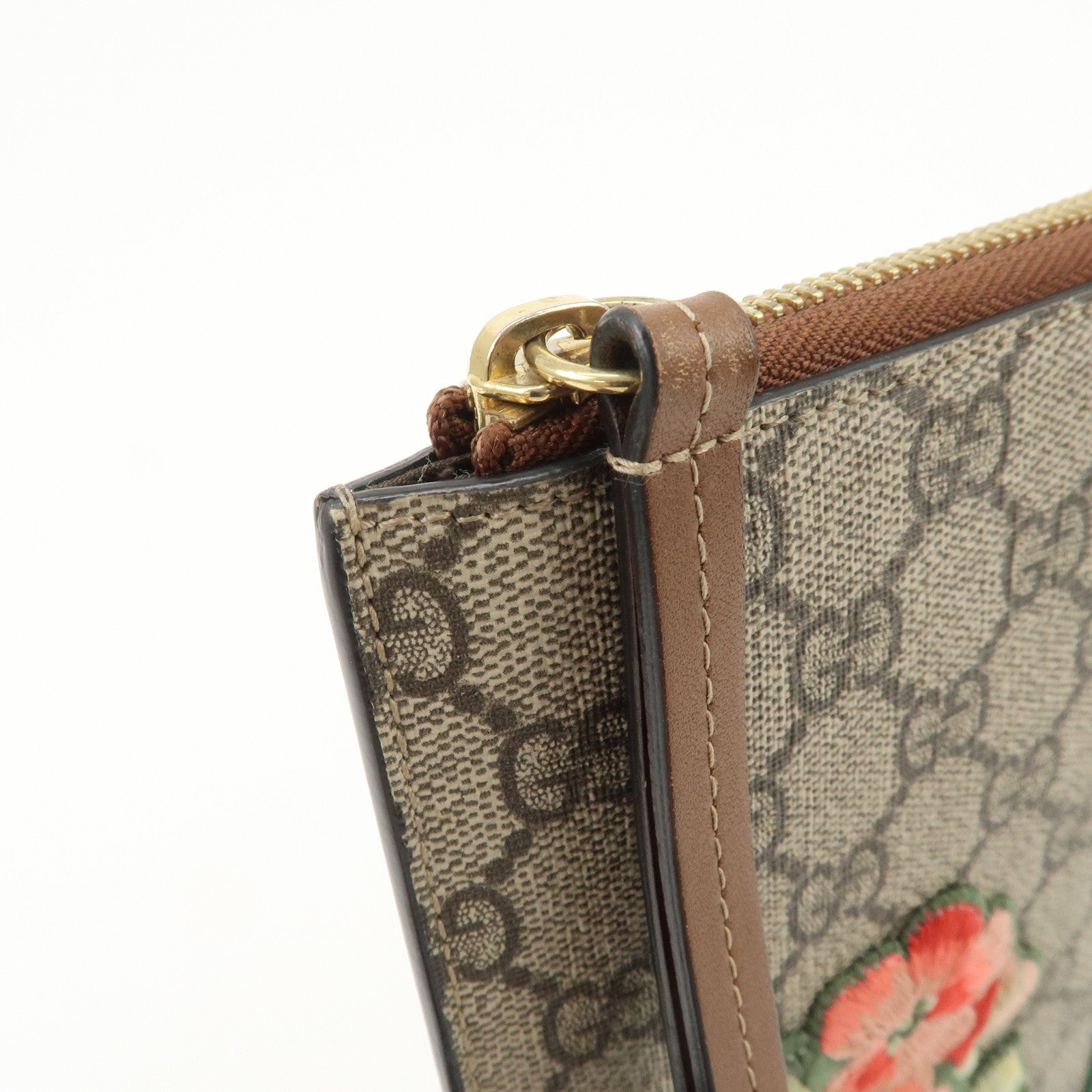 GUCCI  Sherry GG Supreme Leather Flora Clutch Bag Brown 431416