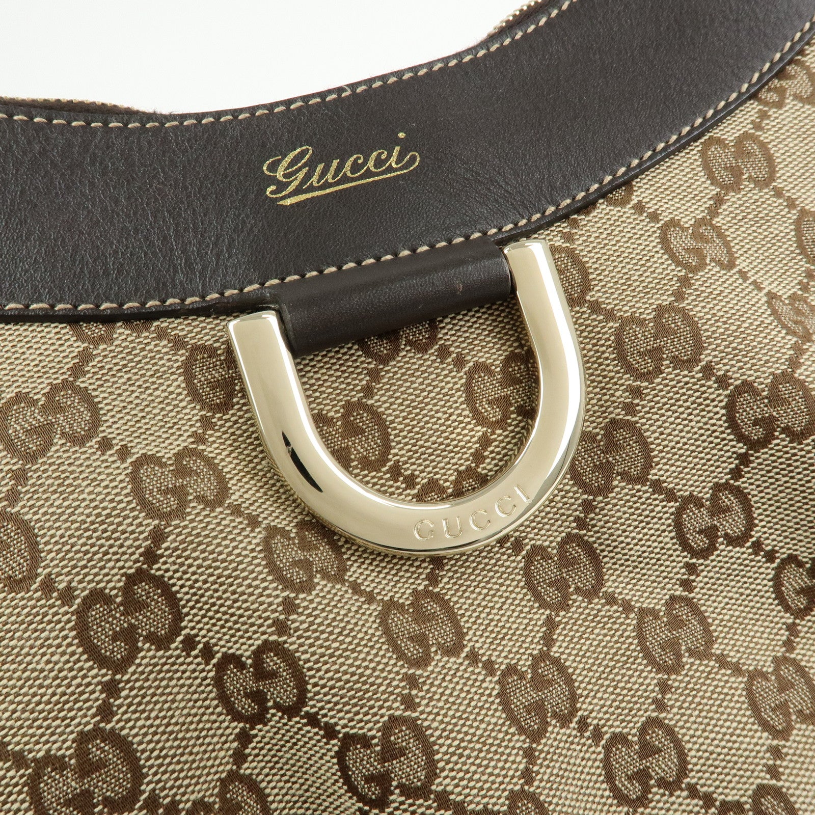 GUCCI Abbey GG Canvas Leather Shoulder Bag Hand Bag Brown 189833