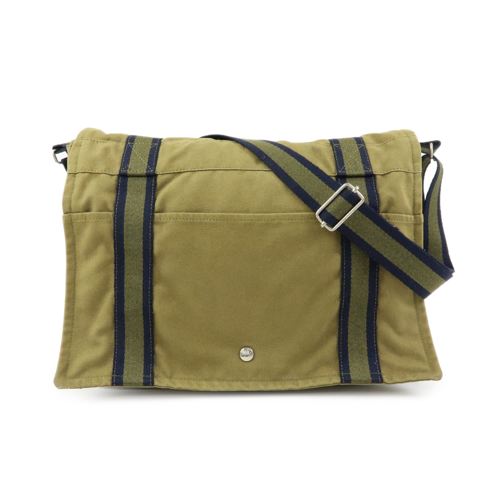 HERMES Fourre Tout Bassas MM Cotton Shoulder Bag Khaki