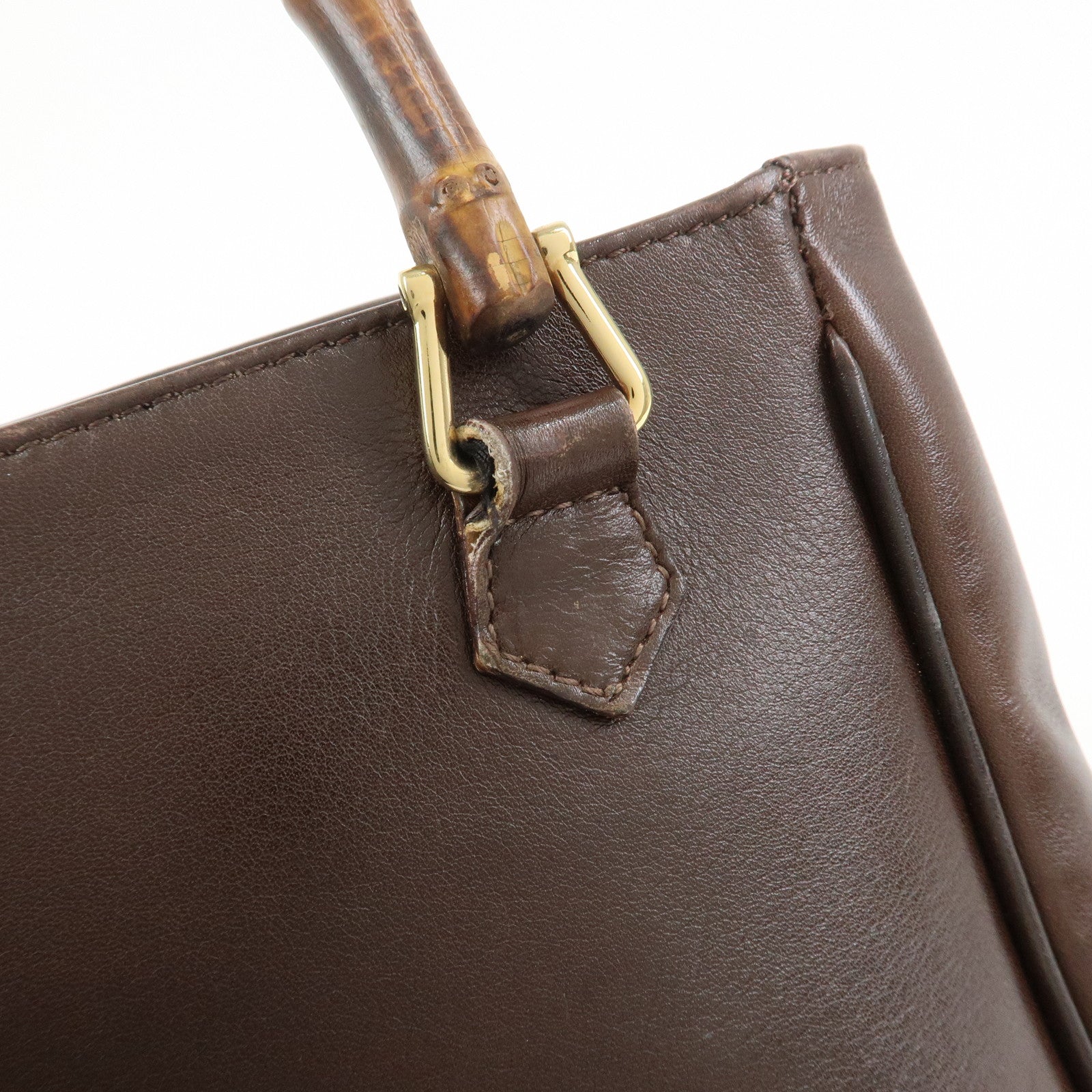 GUCCI Bamboo 2Way Bag Hand Bag Shoulder Bag Brown 000・122