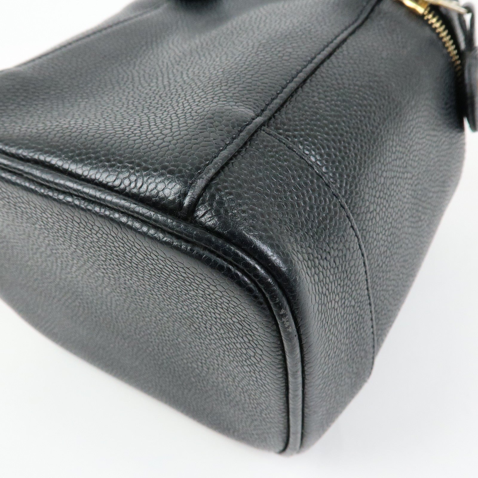 CHANEL COCO Mark Caviarskin Vanity Bag Hand Bag Black A01998