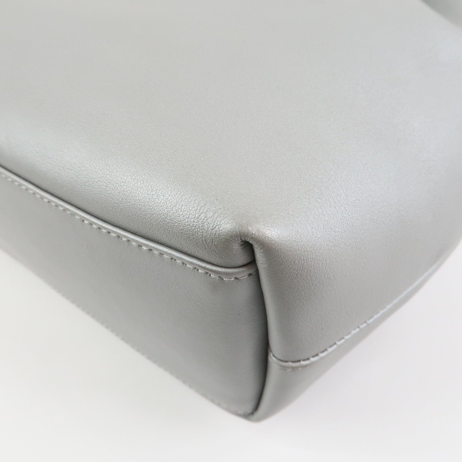 Christian Dior Maris Pearl Leather Hand Bag Silver Gray