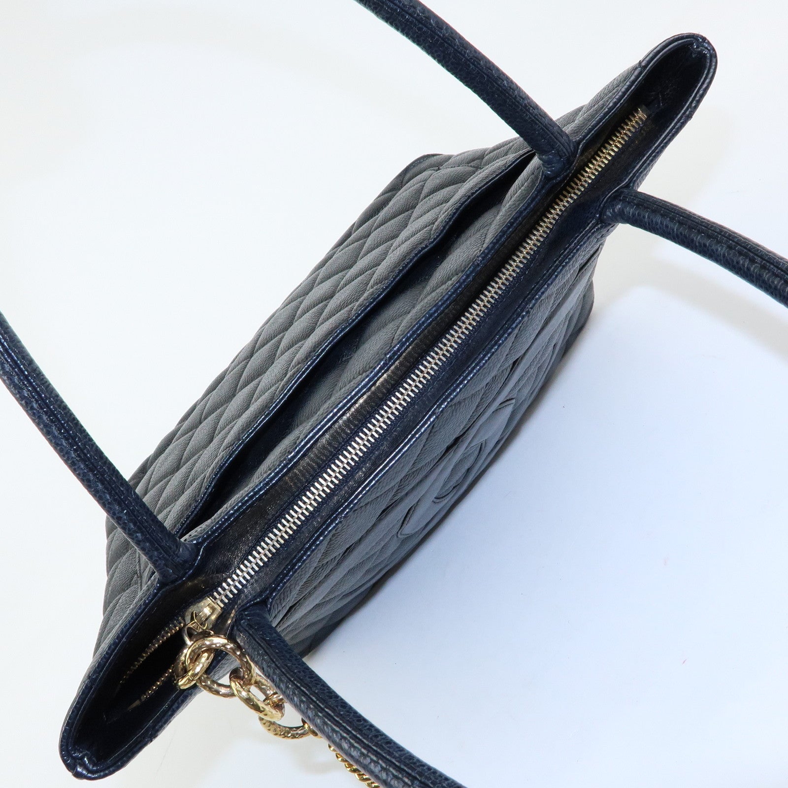 CHANEL Matelasse COCO Mark Medallion Caviar Skin Tote Bag A01804