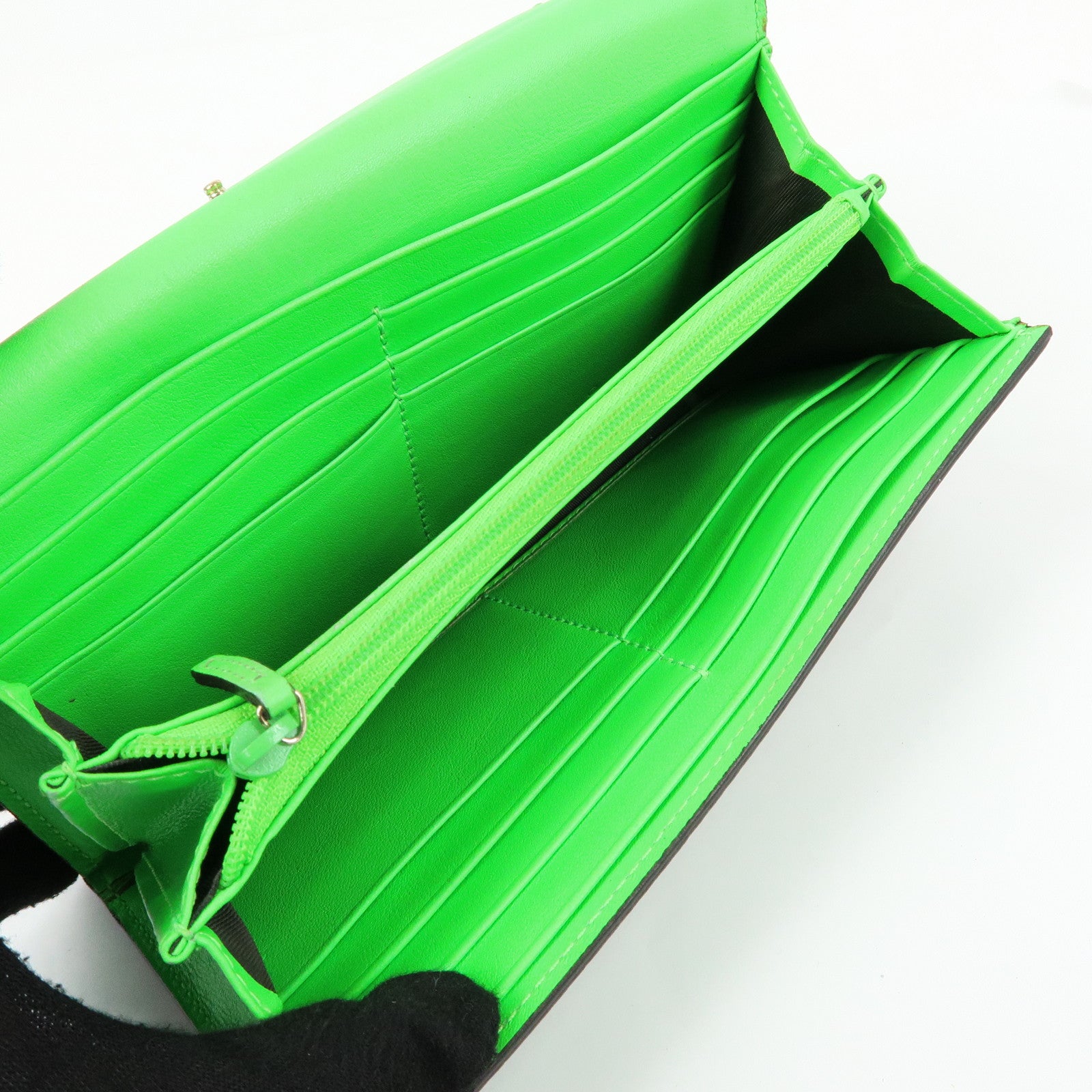 GUCCI GG Supreme Leather Long Flap Wallet Beige Green 323223