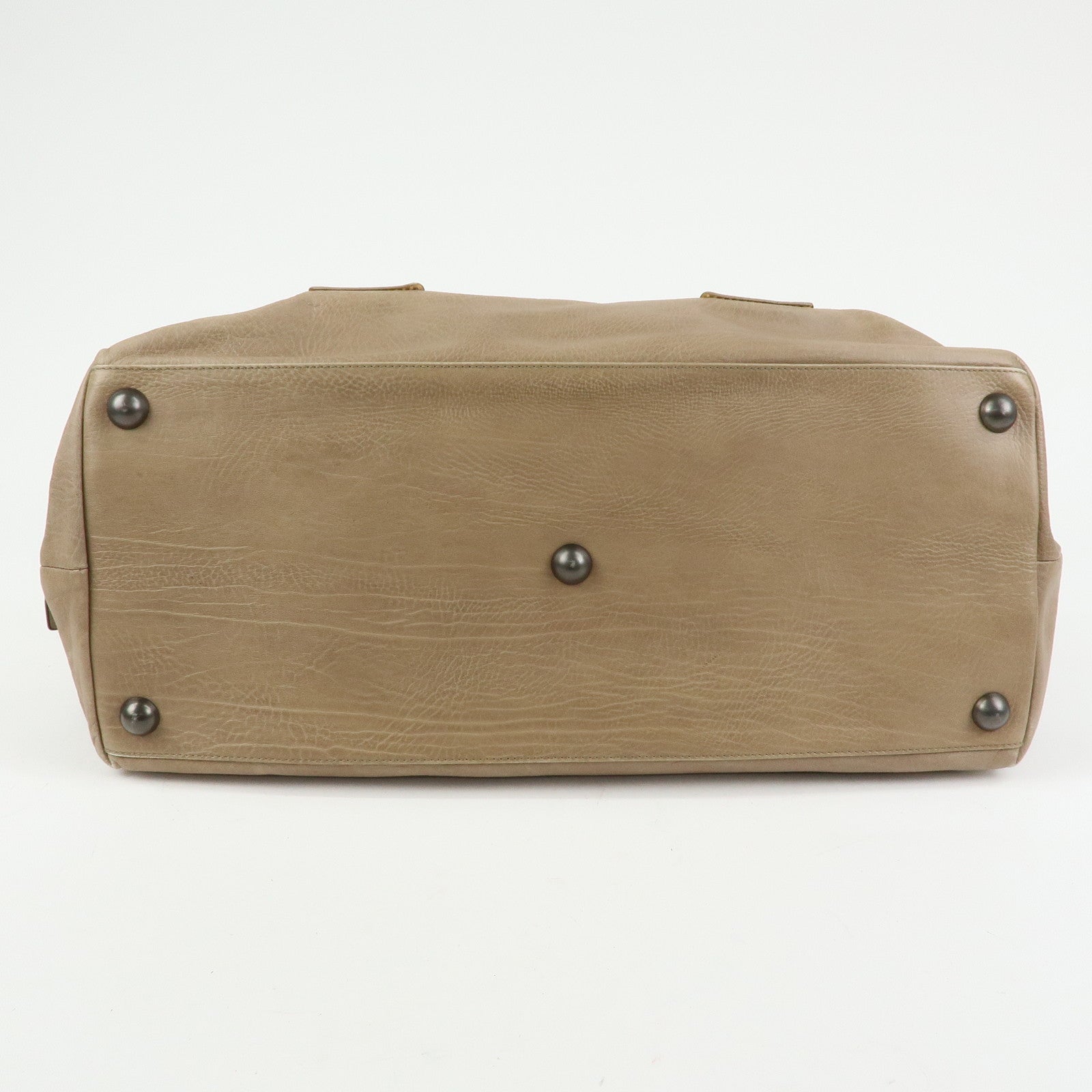 BOTTEGA VENETA Canvas Leather Boston Bag Hand Bag Beige 145119