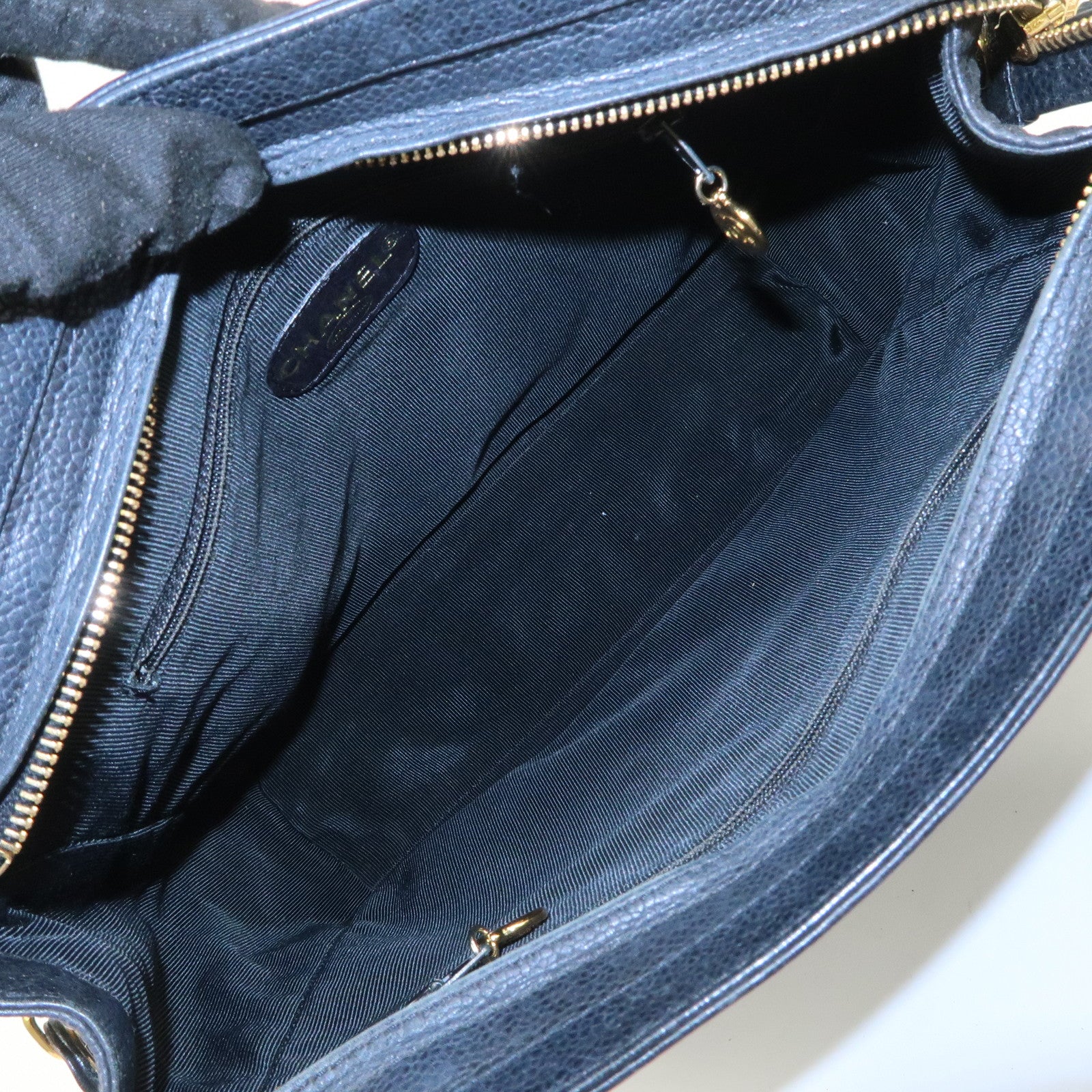 CHANEL Triple COCO Mark Caviarskin Chain Shoulder Bag Black