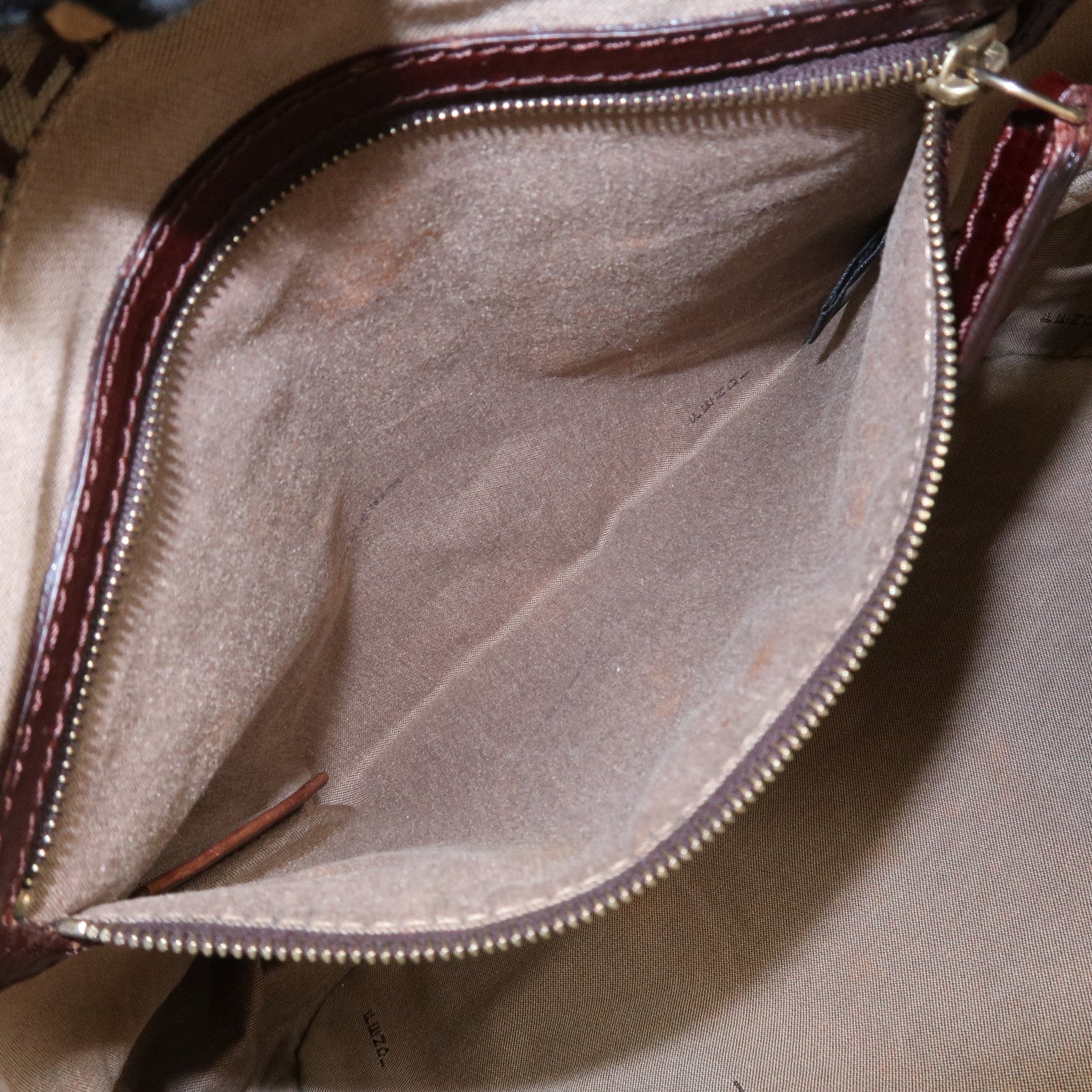 FENDI Zucchino Canvas Leather Tote Bag Shoulder Bag Brown 8BH161