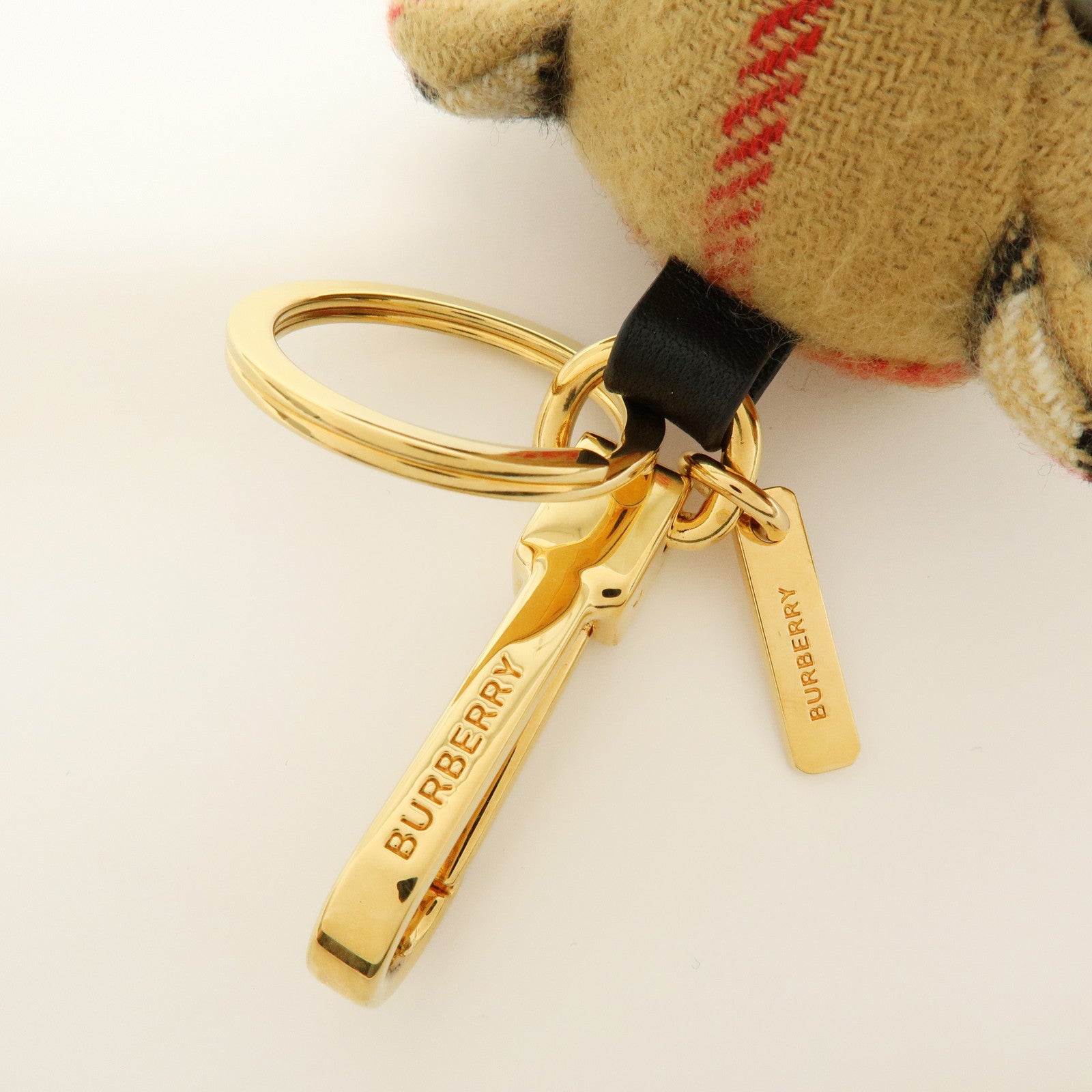 BURBERRY Thomas Bear Cashmere Leather Bag Charm Key Holder Brown
