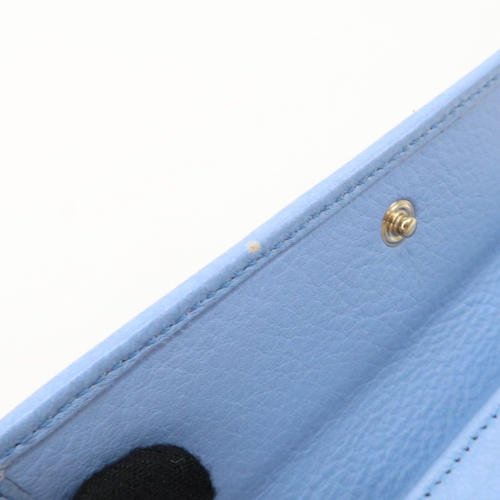 GUCCI Trifold Leather Wallet Blue Gold Hardware 346057 Used