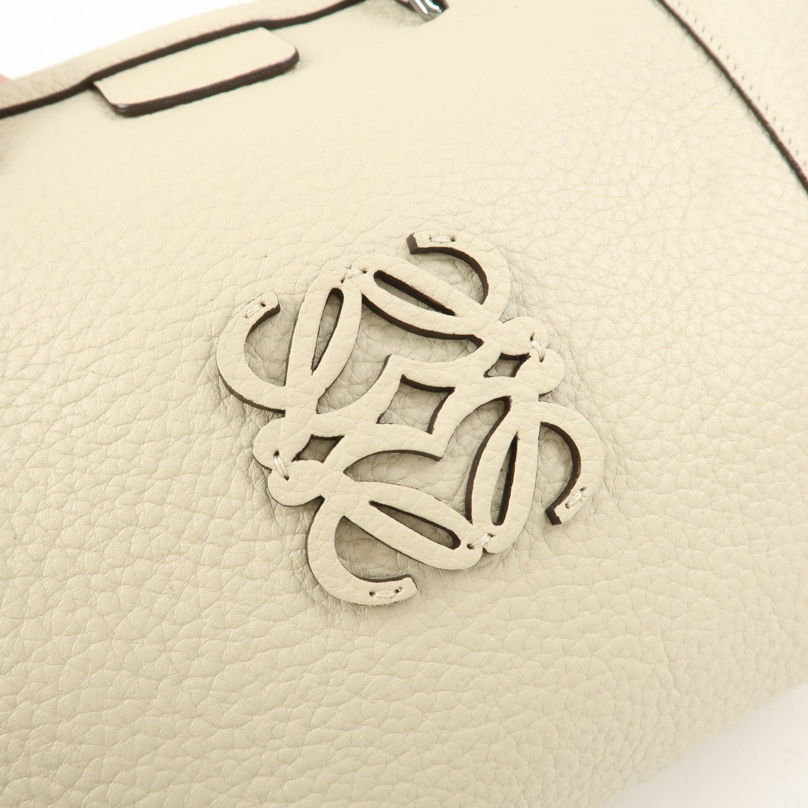 LOEWE Anagram Leather 2Way Bag Shoulder Bag Hand Bag Ivory