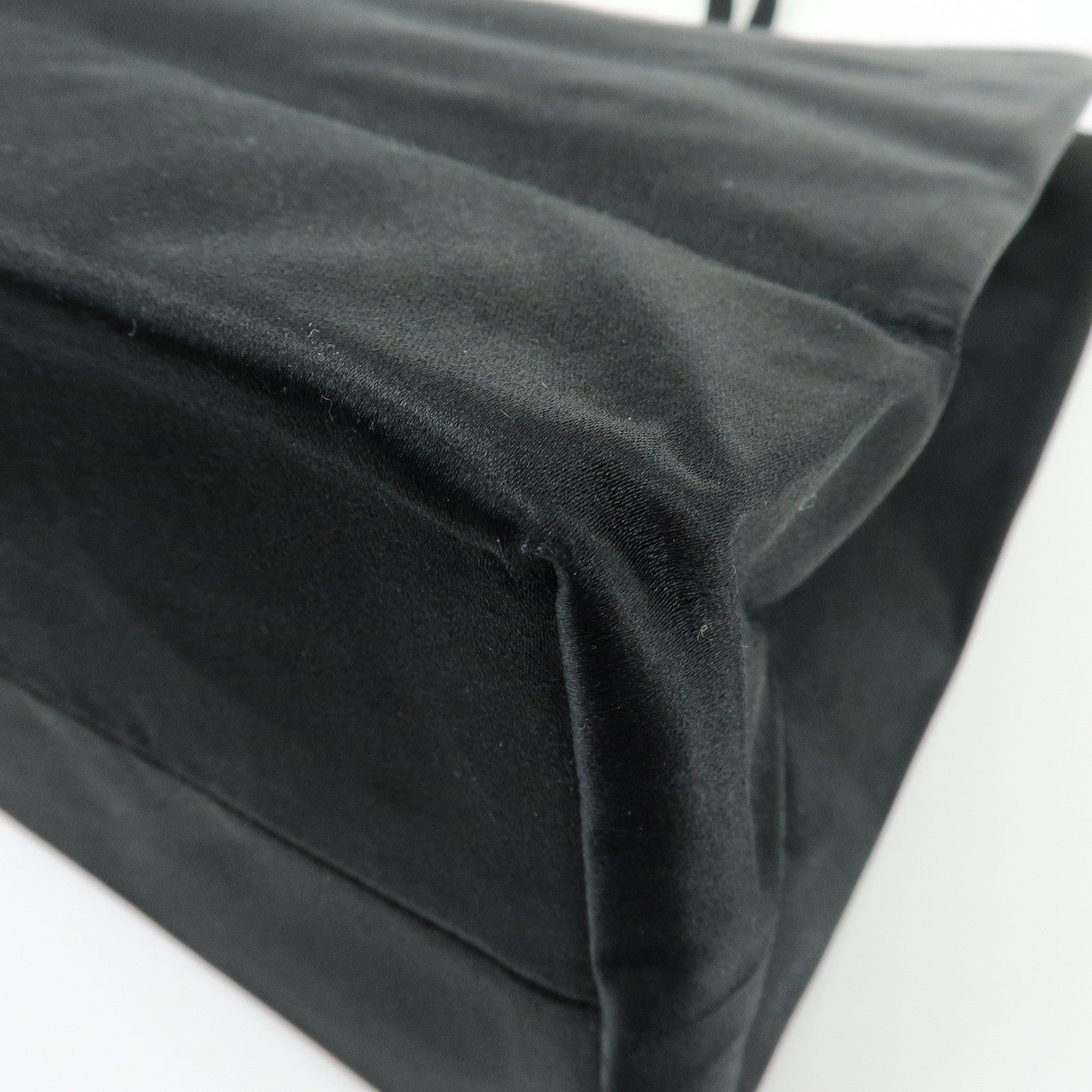 PRADA Triangle Logo Satin Tote Bag Hand Bag Black