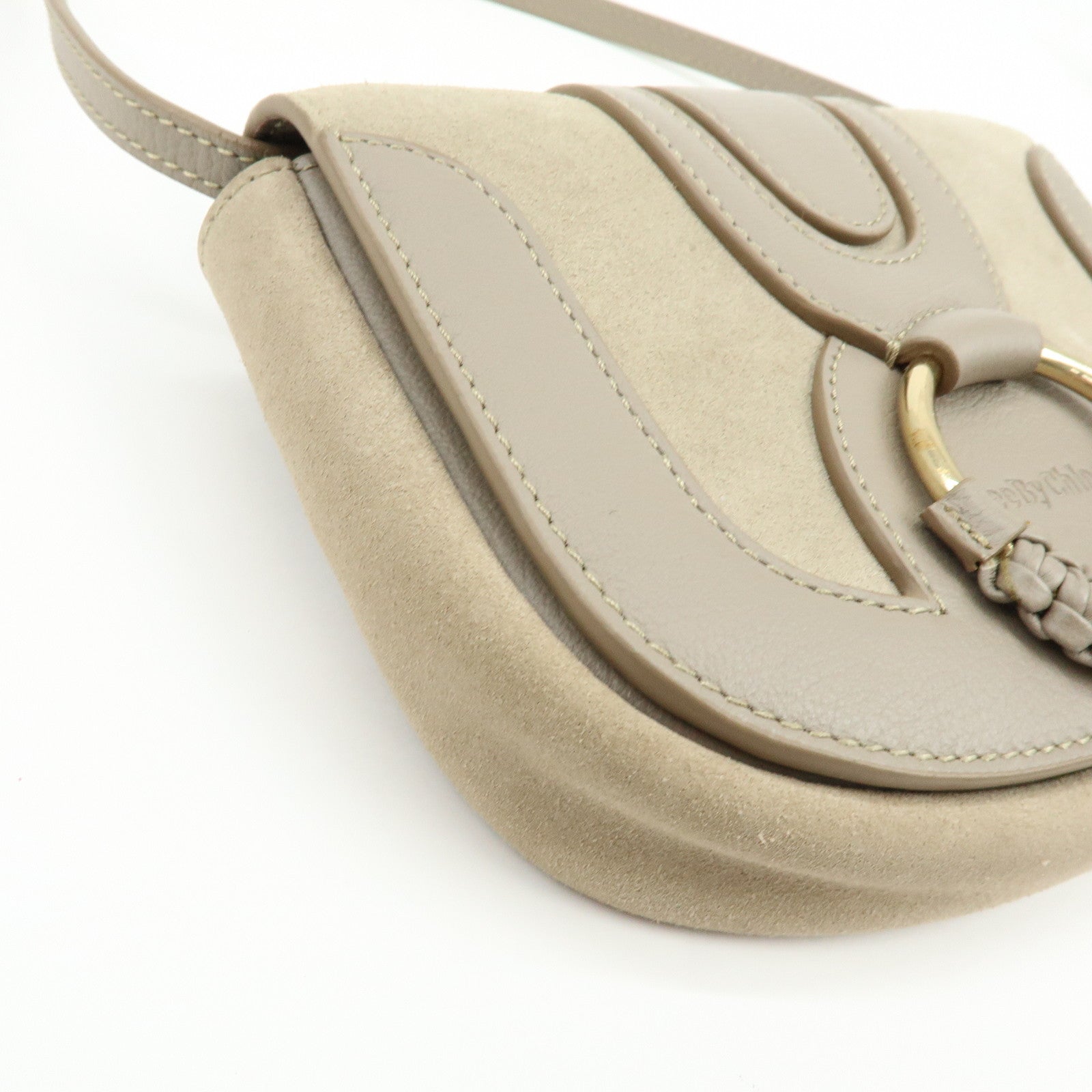 Chloe See By Chloe Hana Suede Leather Shoulder Crossbody Bag Greige