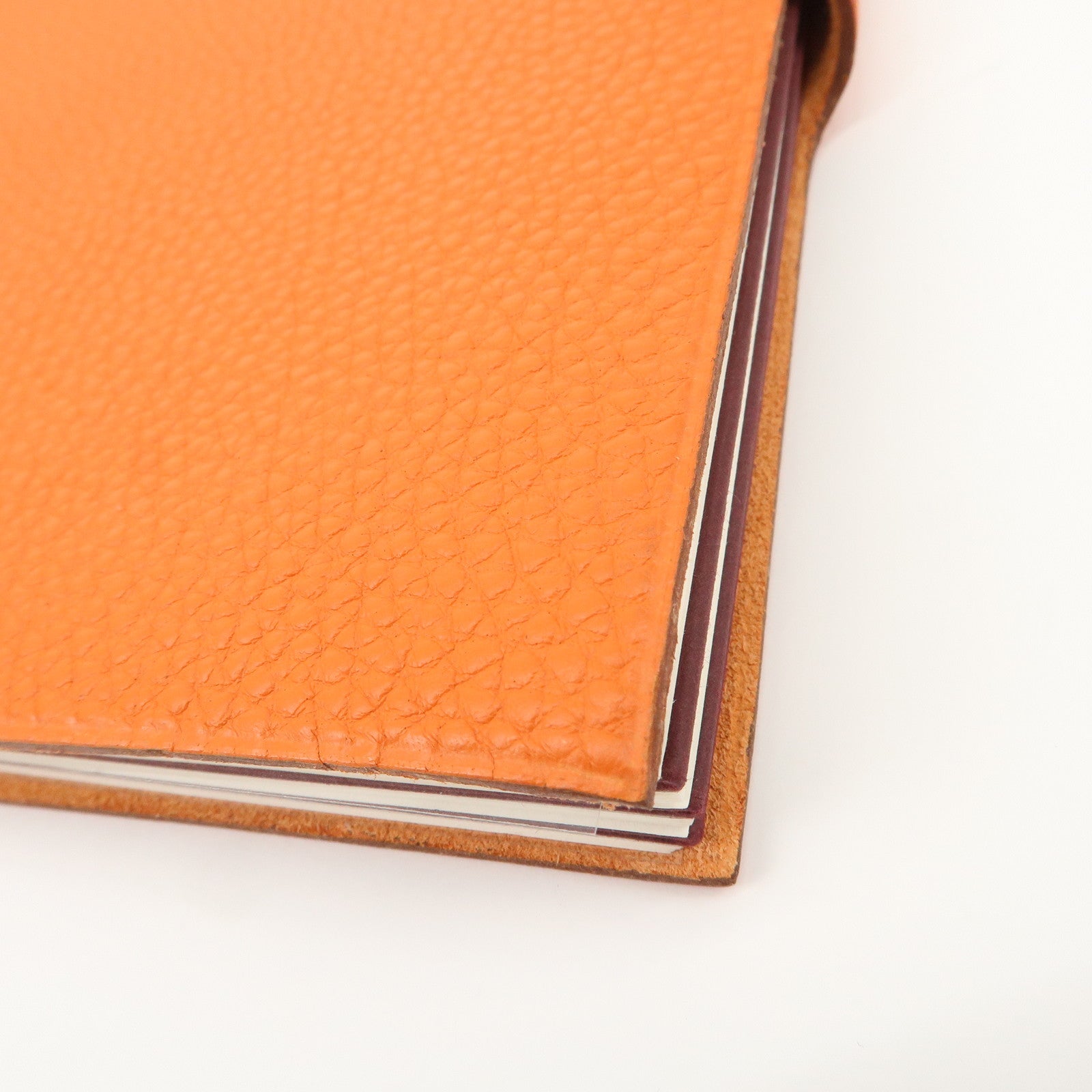HERMES Togo Leather Ulysse MM □J Stamped Notebook Cover Potiron Orang