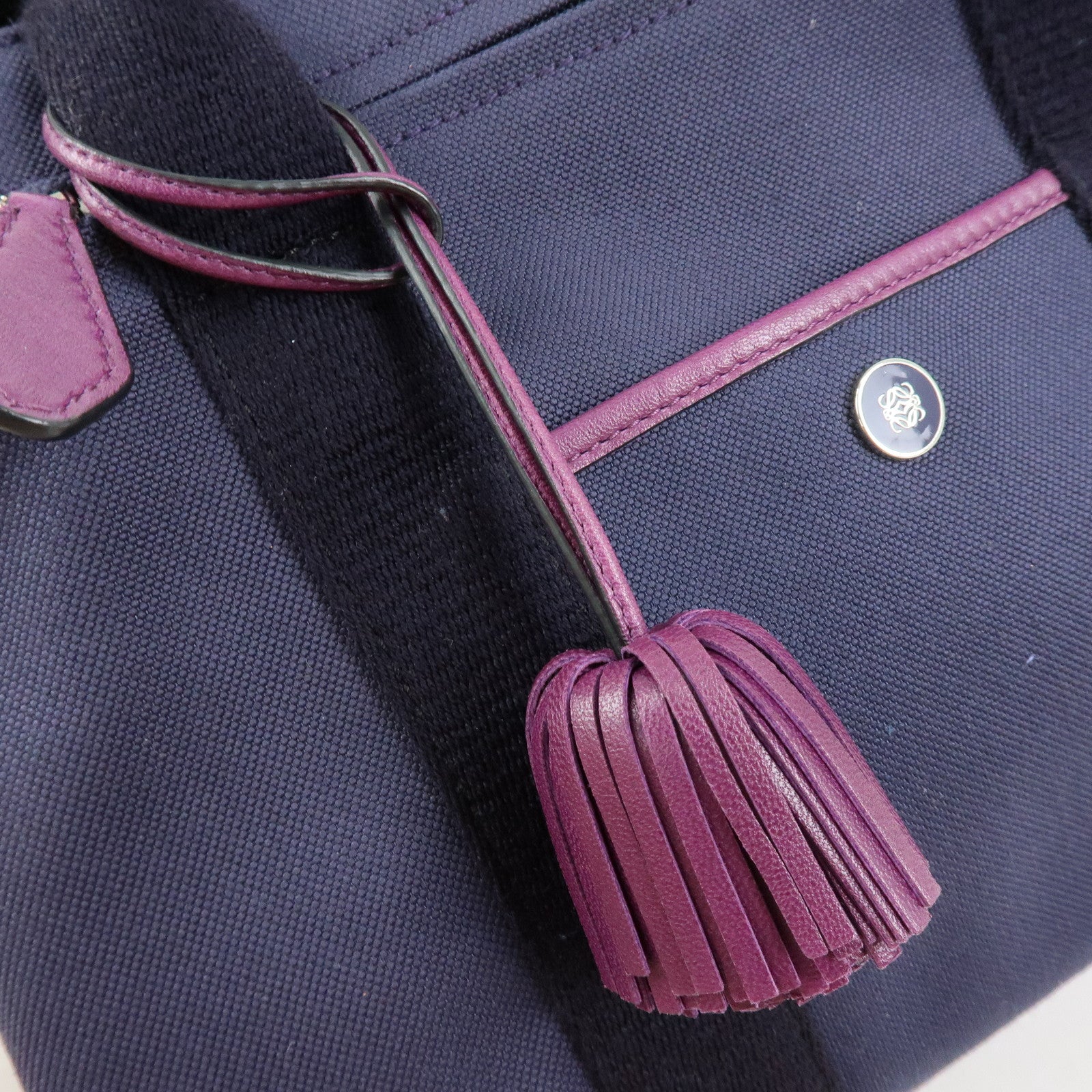 LOEWE Anagram Canvas 2Way Hand Bag Tote Bag Purple