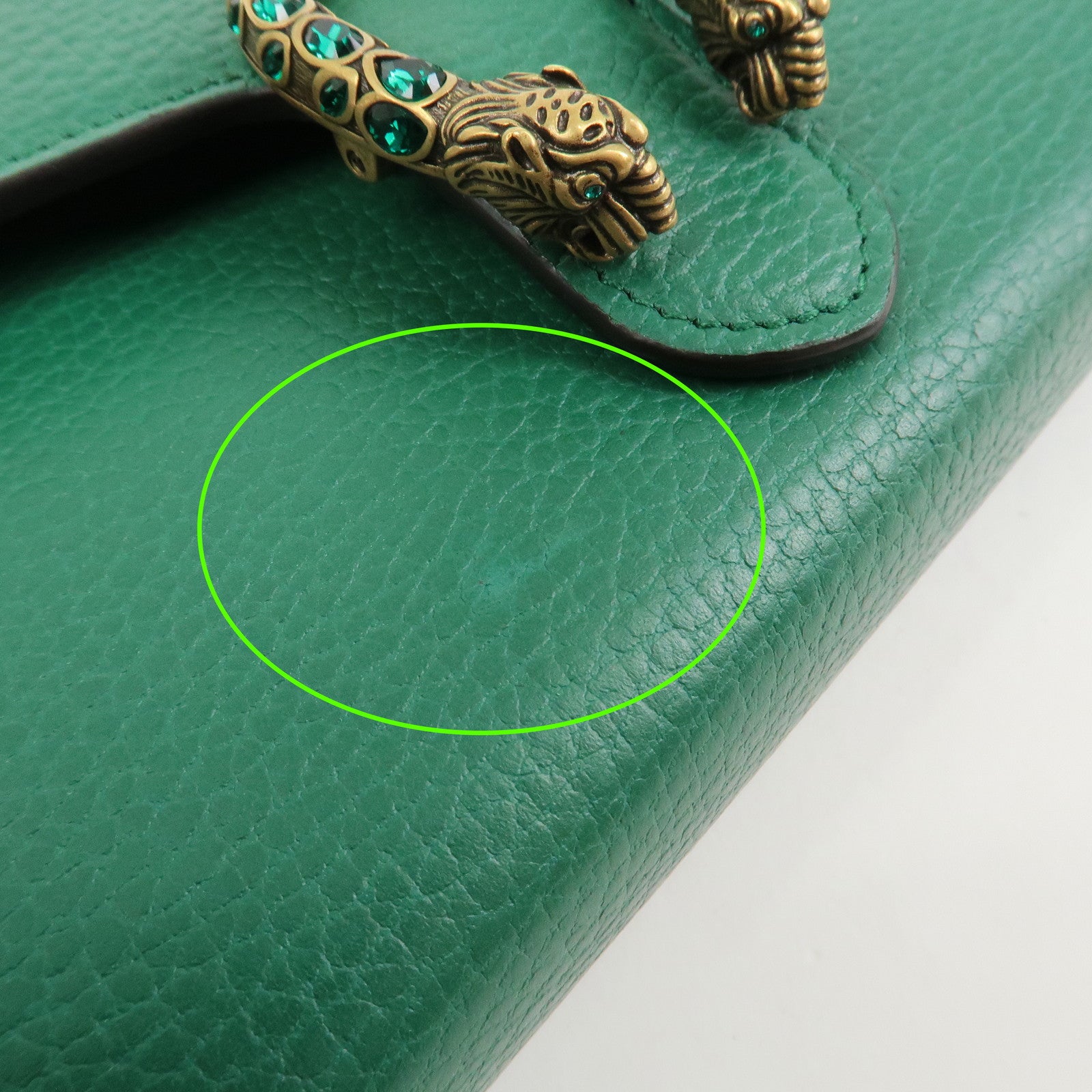 GUCCI Dionysus Leather Chain Wallet Shoulder Bag Green 401231