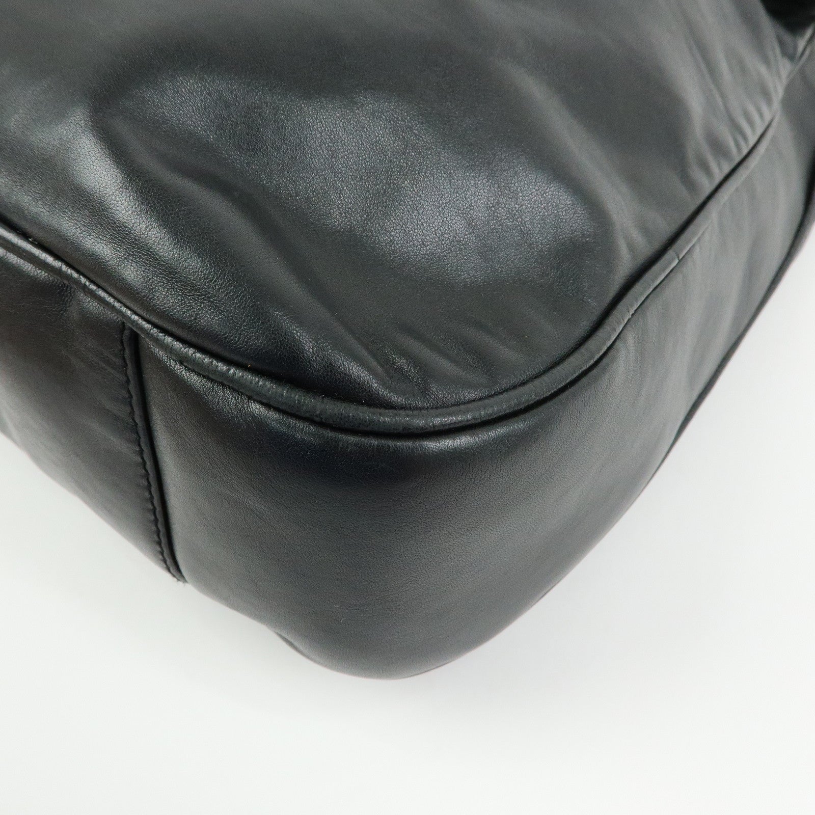 GUCCI Bamboo Leather 2Way Bag Hand Bag Shoulder Bag Black 001・1781