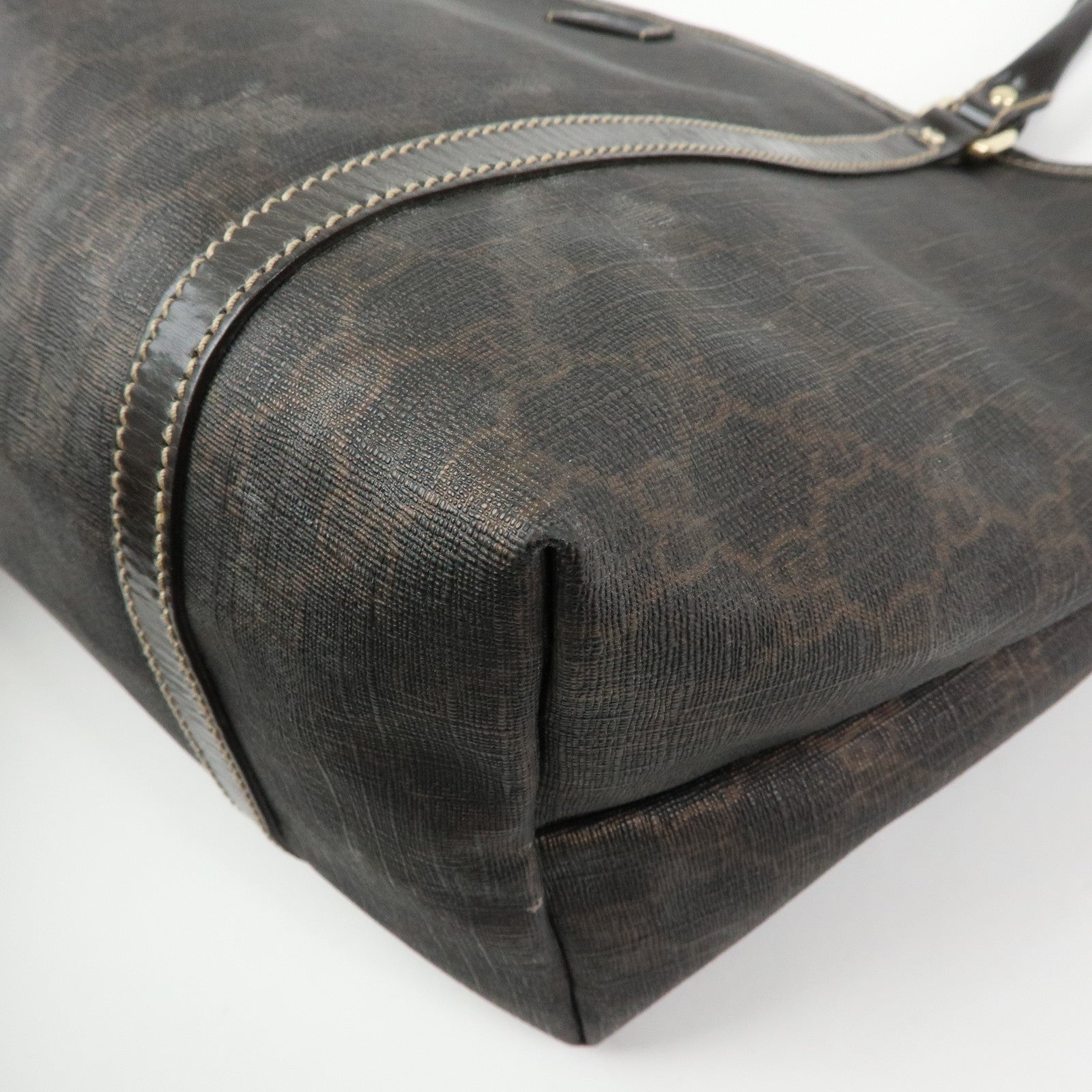 GUCCI GG Supreme Patent Leather Tote Bag Shoulder Bag Brown 197953