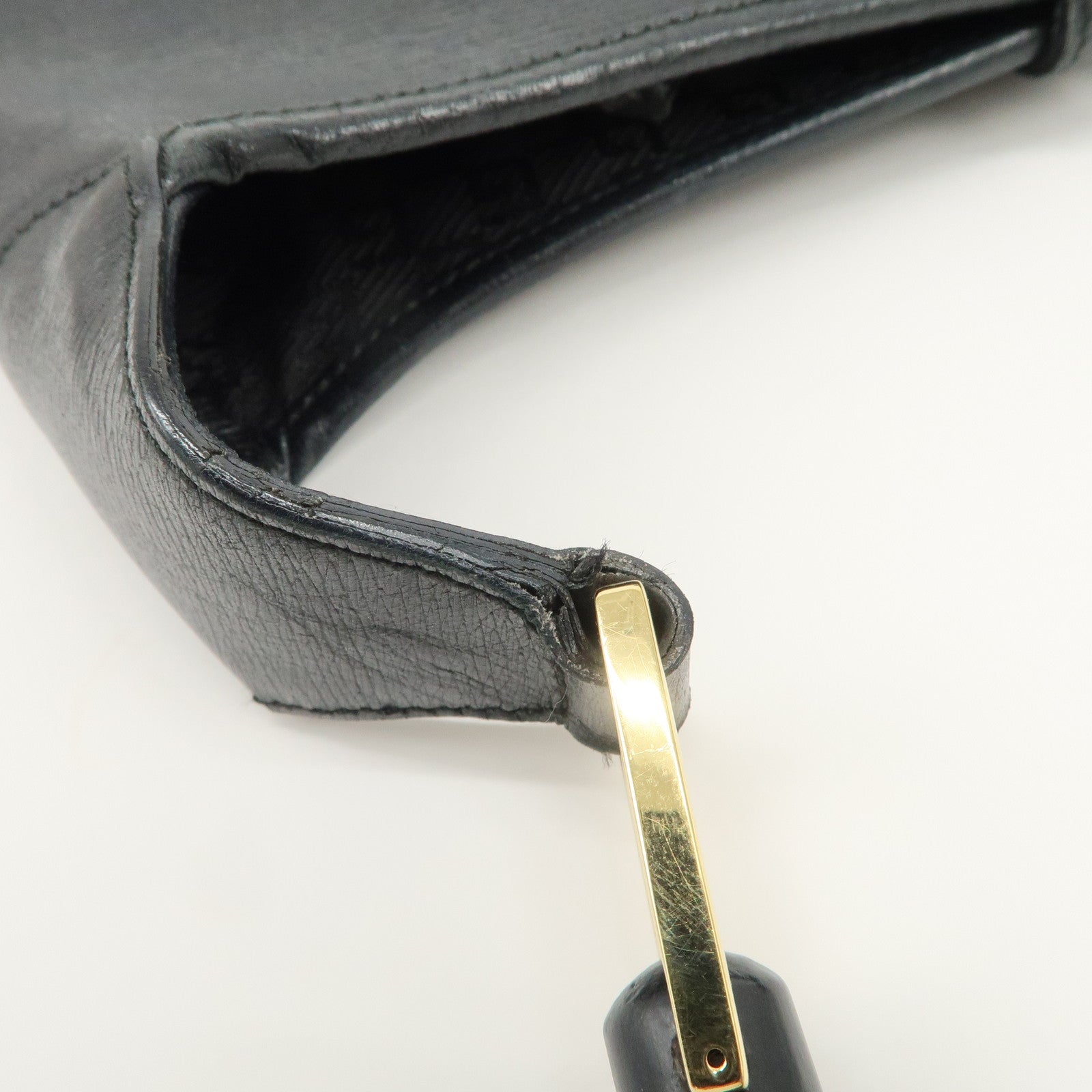 GUCCI Bamboo Leather Kandinsky Shoulder Bag Black 001・4060・002058