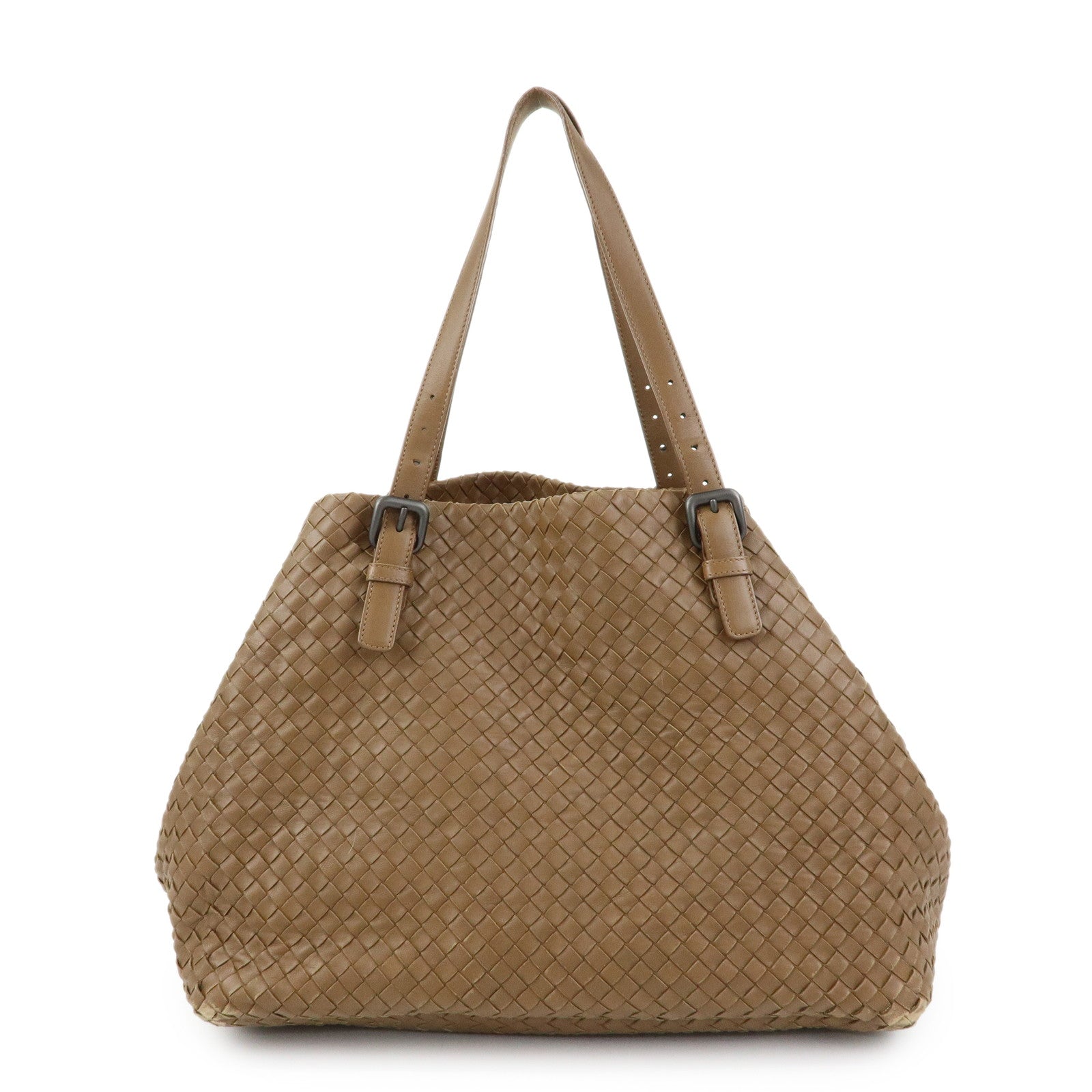 BOTTEGA VENETA Cesta Intrecciato Leather Shoulder Tote Bag Brown