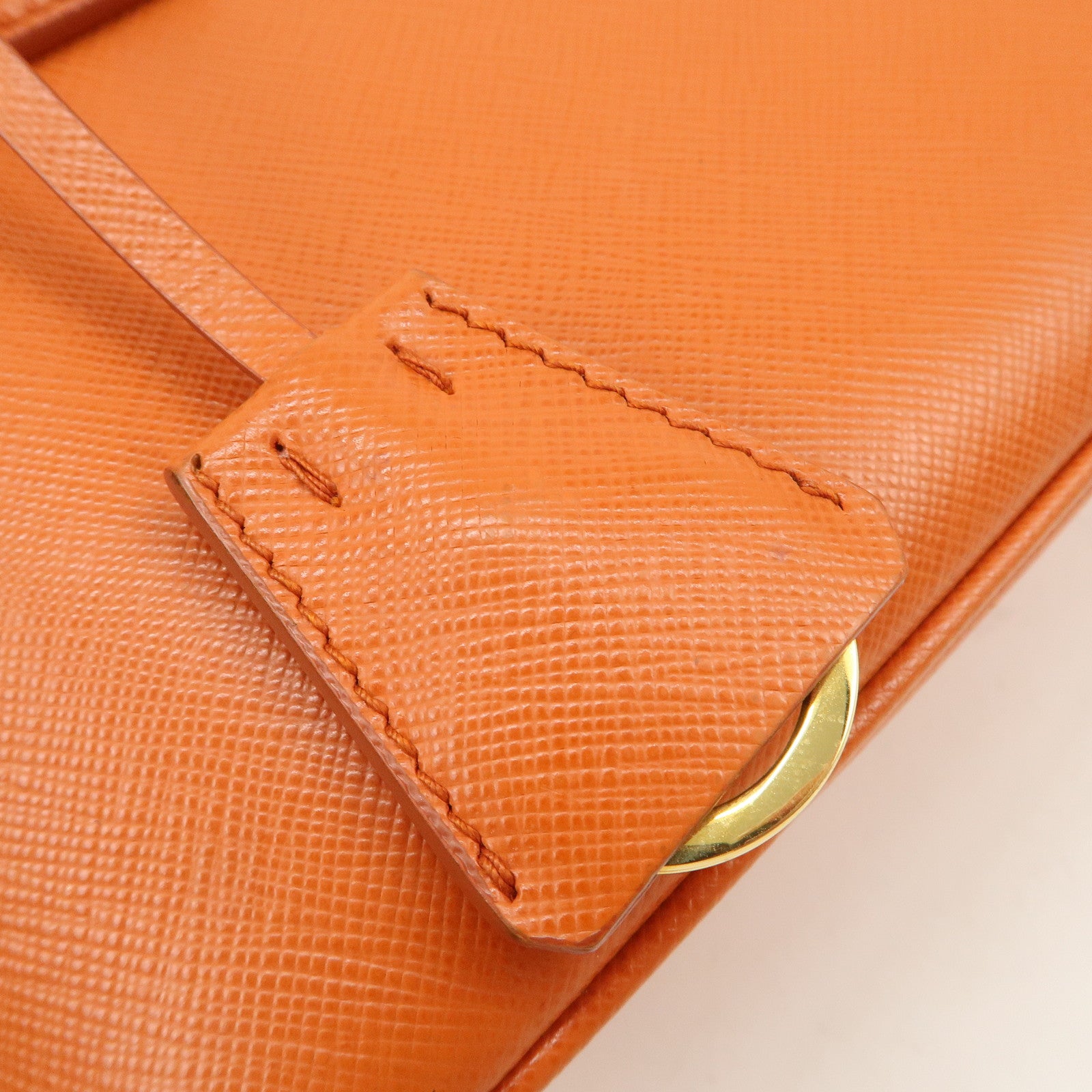 PRADA Saffiano Leather Promenade Small 2Way Hand Bag Orange BL0838