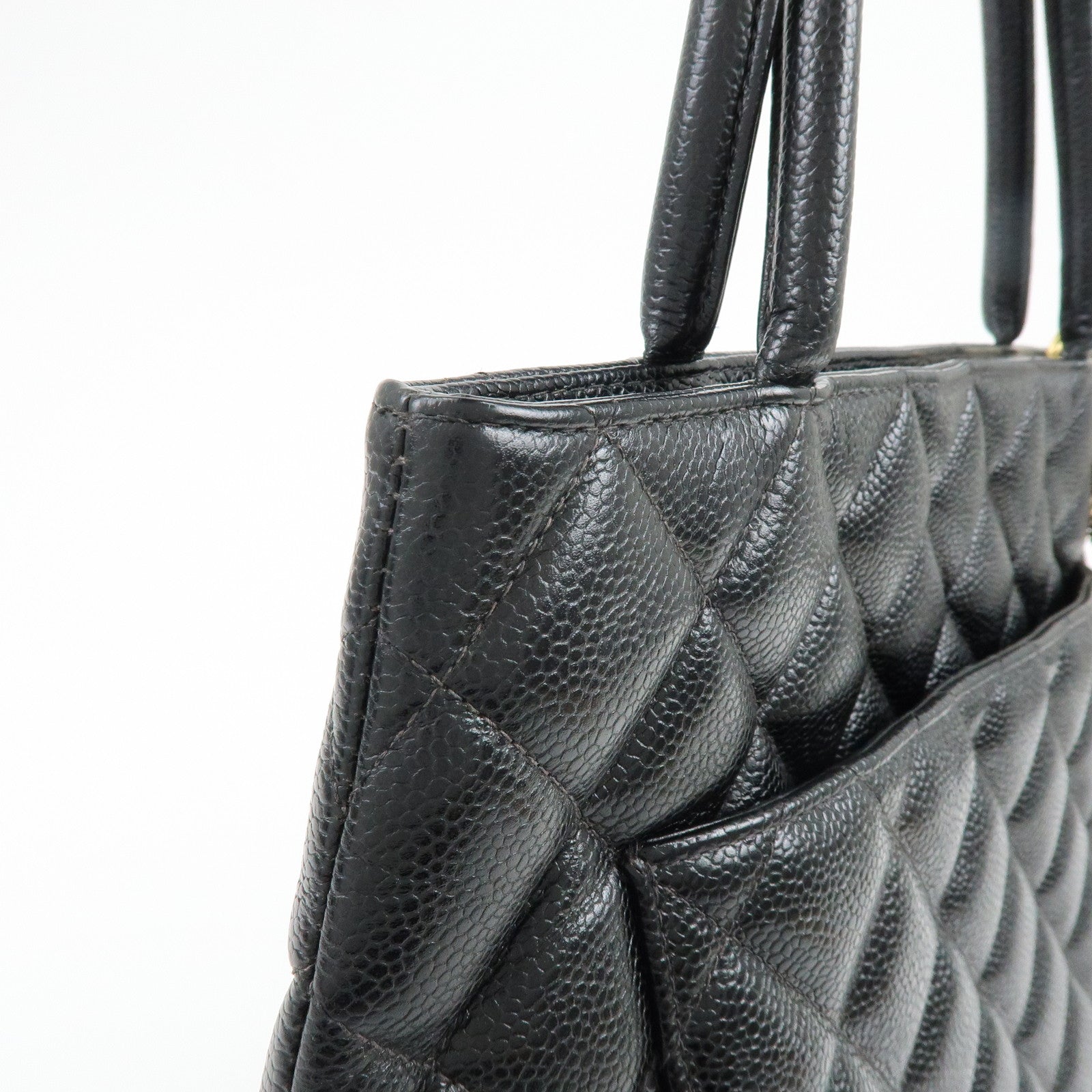 CHANEL Matelasse COCO Mark Medallion Tote Bag Hand Bag Black A01804