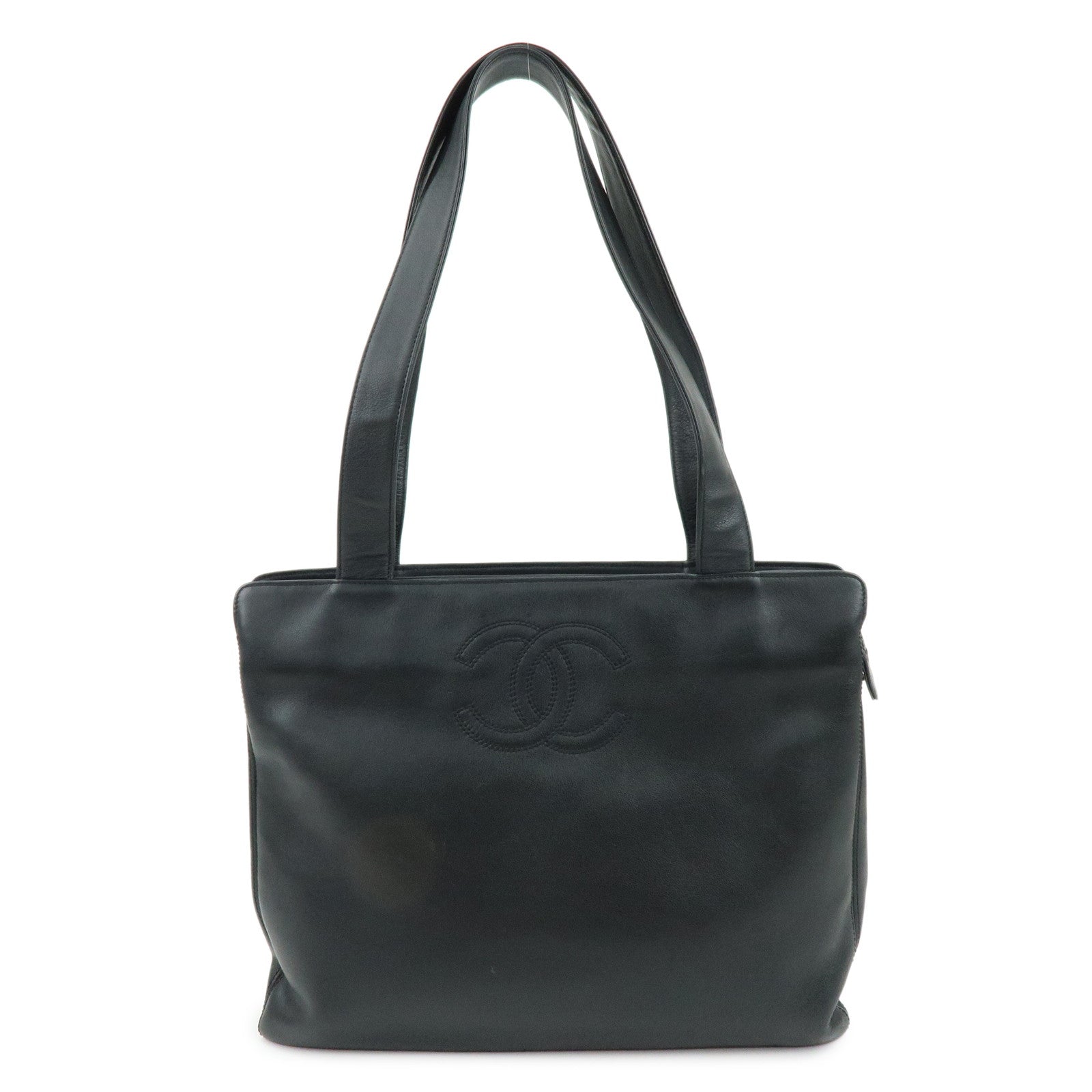 CHANEL COCO Mark Calf Leather Tote Bag Shoulder Bag Black A14305