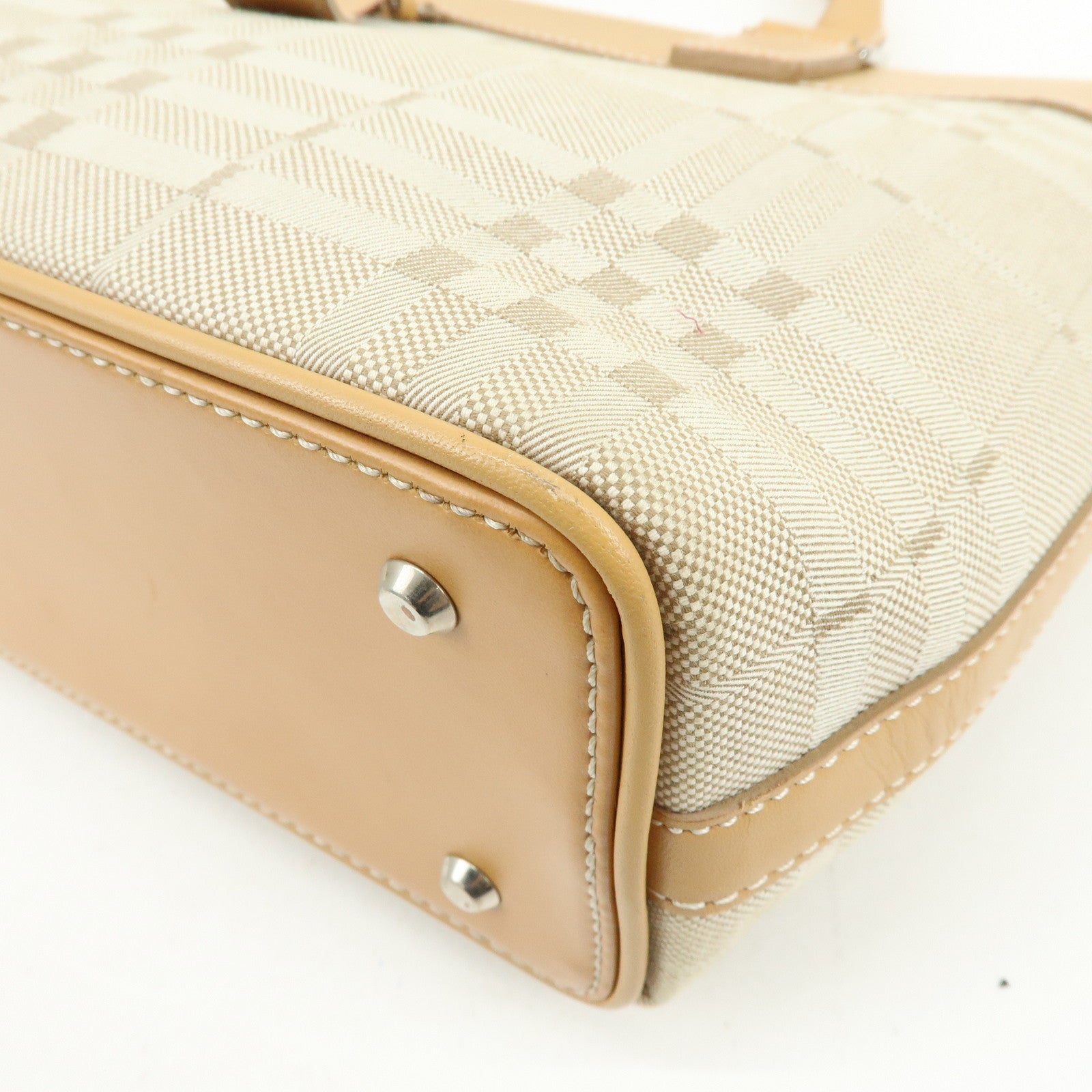 BURBERRY Canvas Leather Tote Bag Hand Bag Beige Light Beige