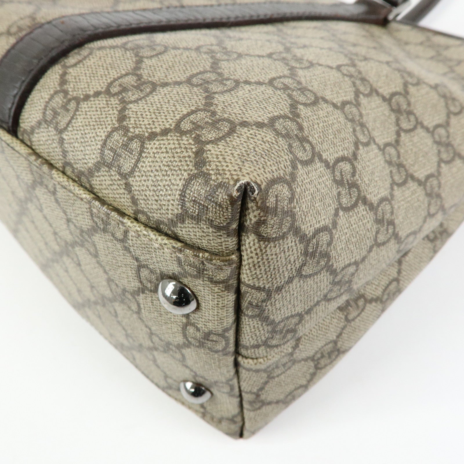 GUCCI GG Supreme Leather Tote Bag Shoulder Bag Beige Brown 114595