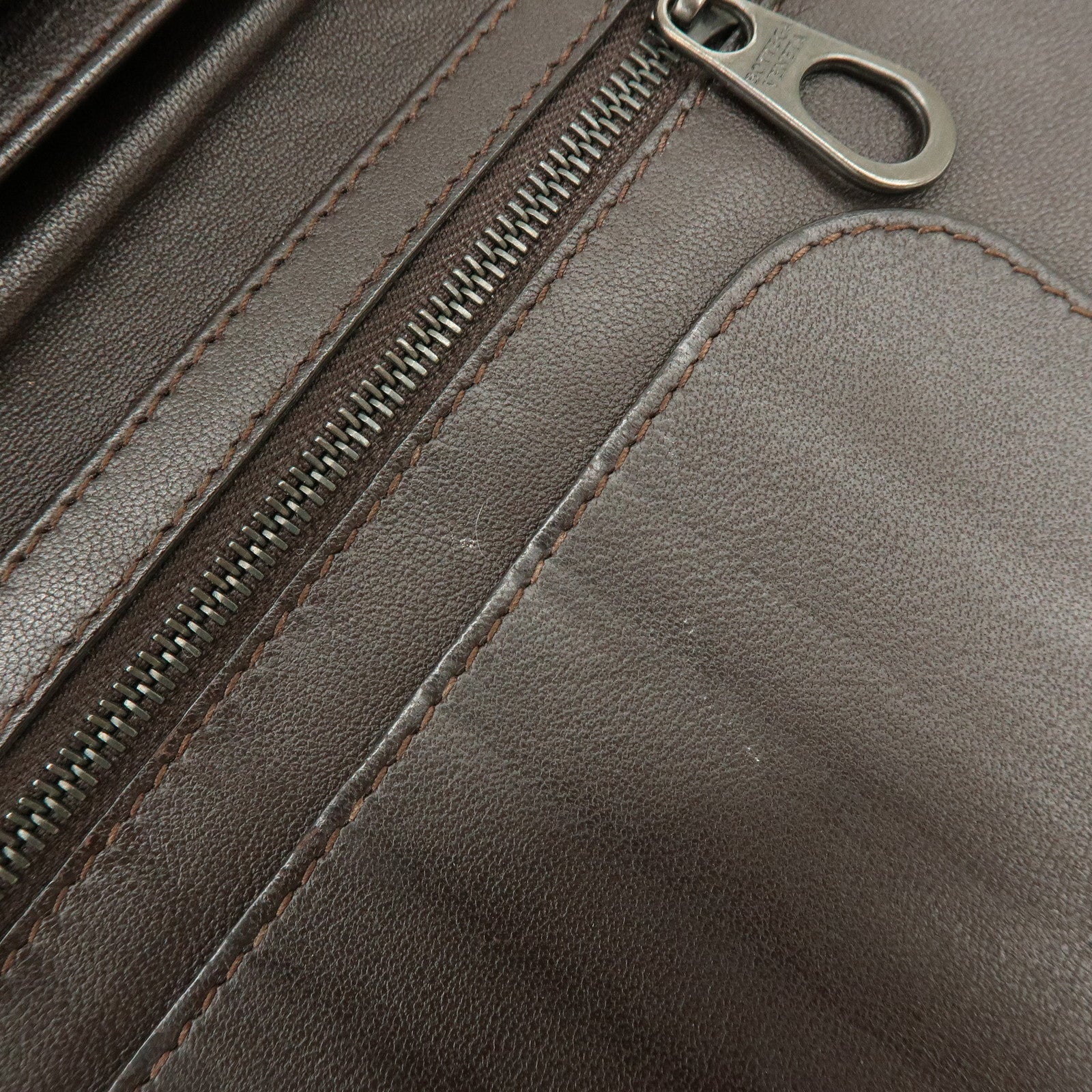 BOTTEGA VENETA Intrecciato Leather Bi-fold Long Wallet Dark Brown