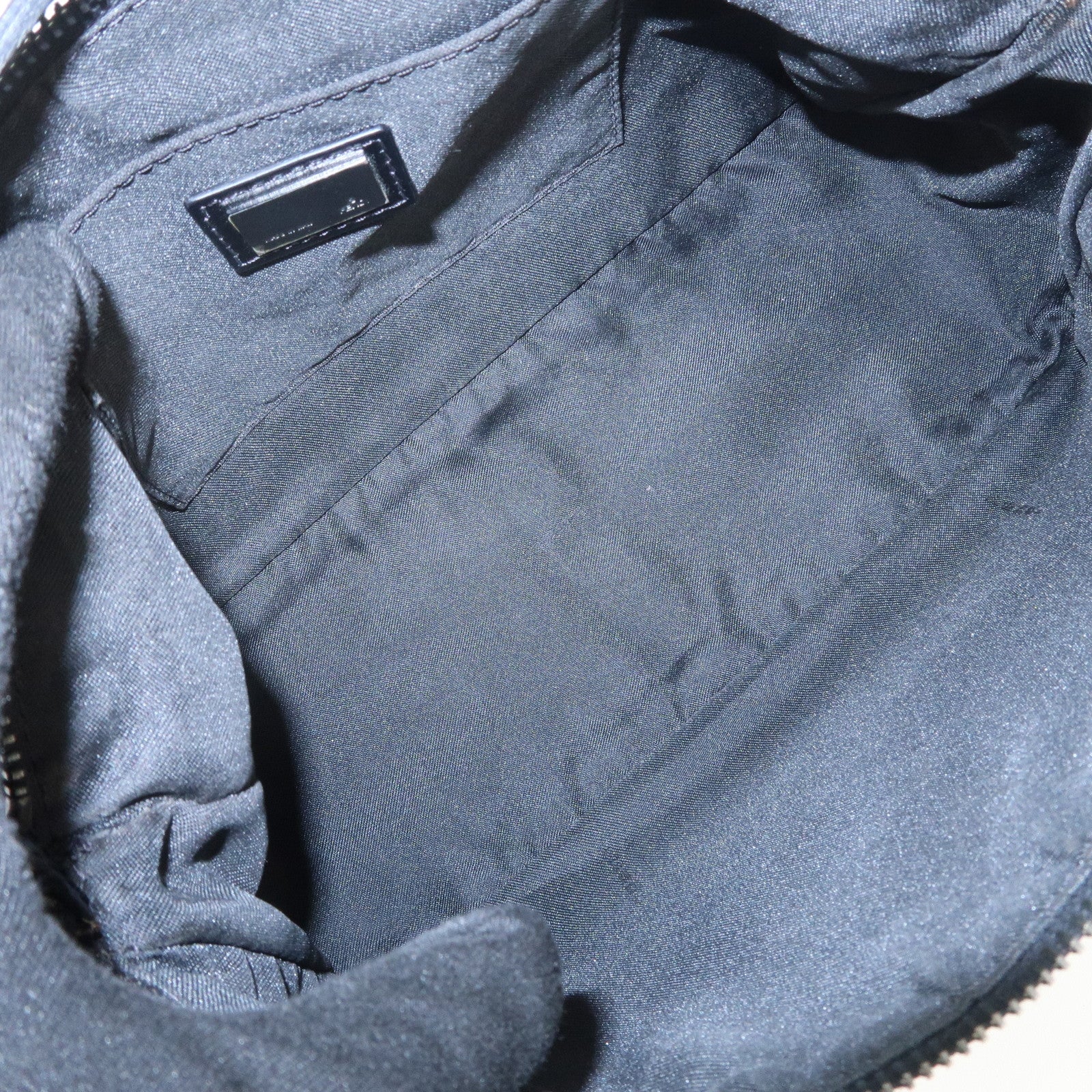 FENDI Zucchino Canvas Leather Shoulder Bag Hand Bag Pouch Black