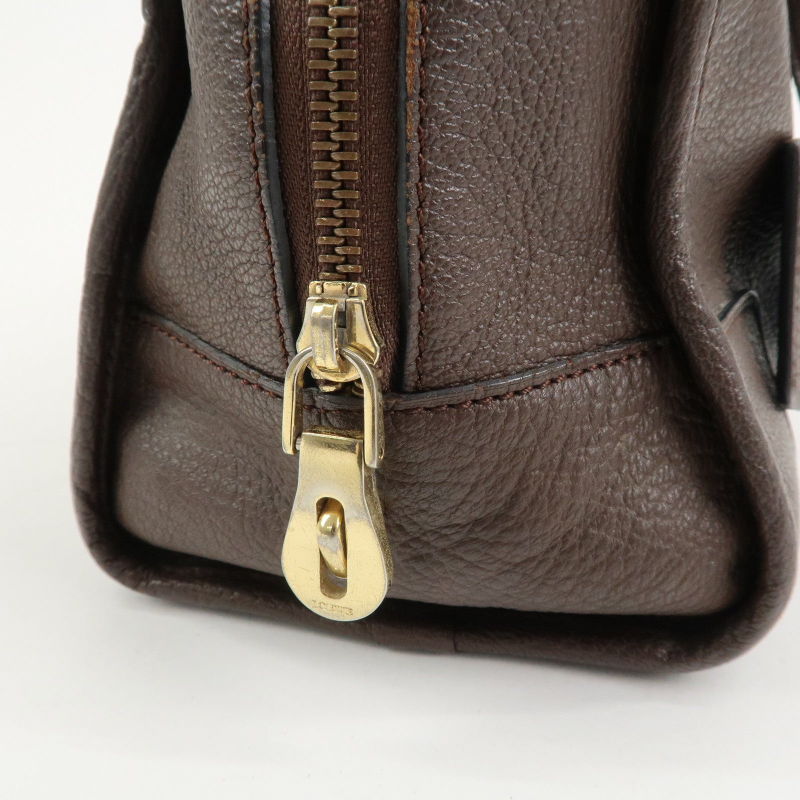 LOEWE Anagram Amazona 28 Leather Hand Bag Boston Bag Brown