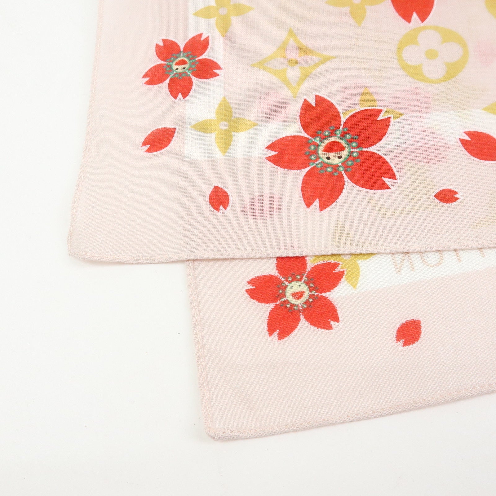 Louis Vuitton Monogram Cherry Blossom Cotton100% Scarf Pink Red