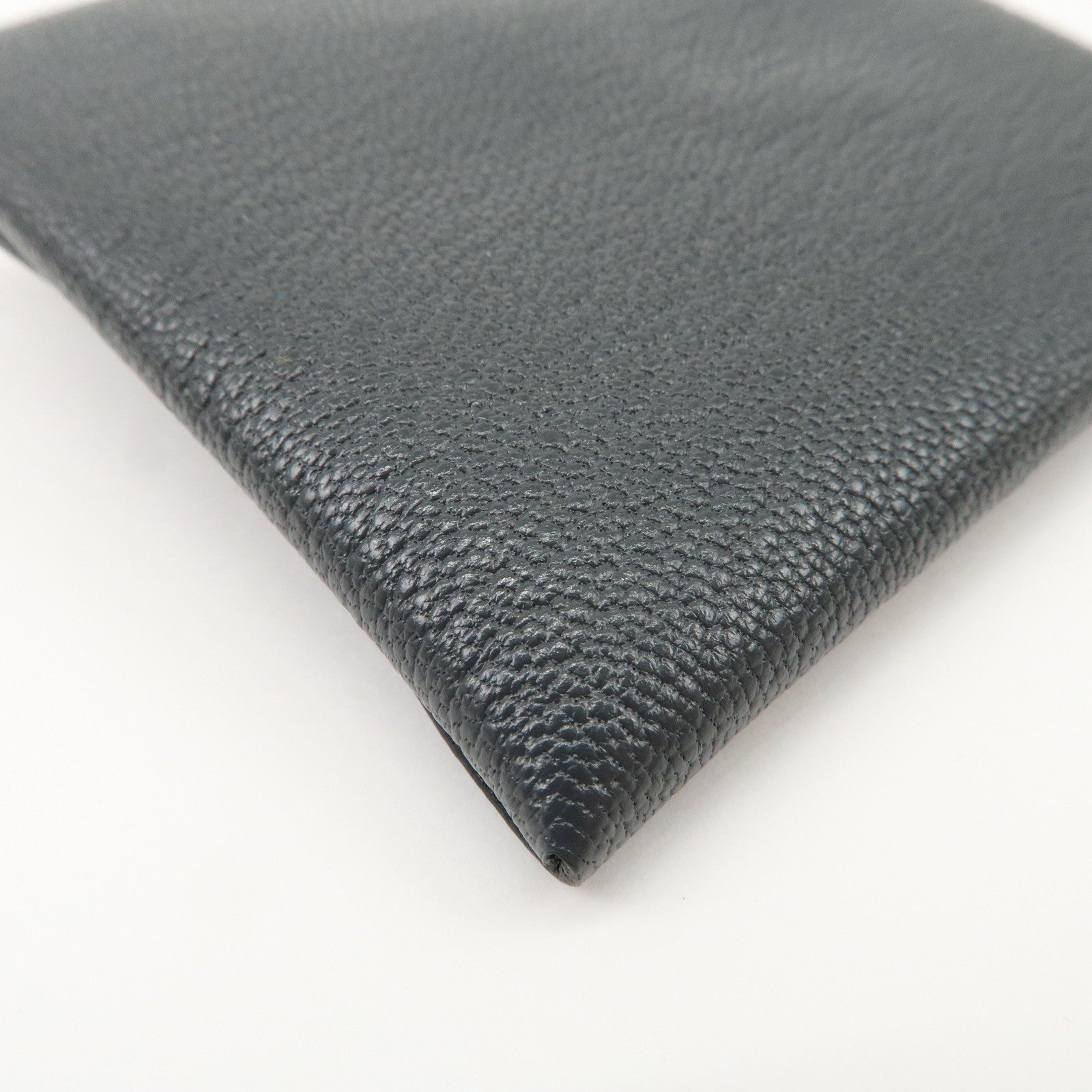 HERMES Bastia Chevre Leather Coin Case Wallet W Stamped Gray