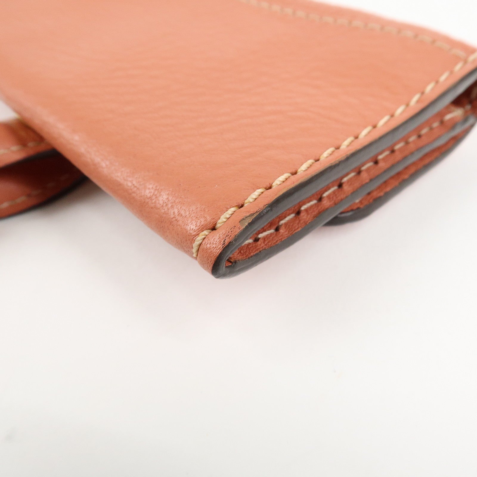 Chloe Leather Marcy Bi-fold Coin Case Card Case Orange Gold Hardware Used