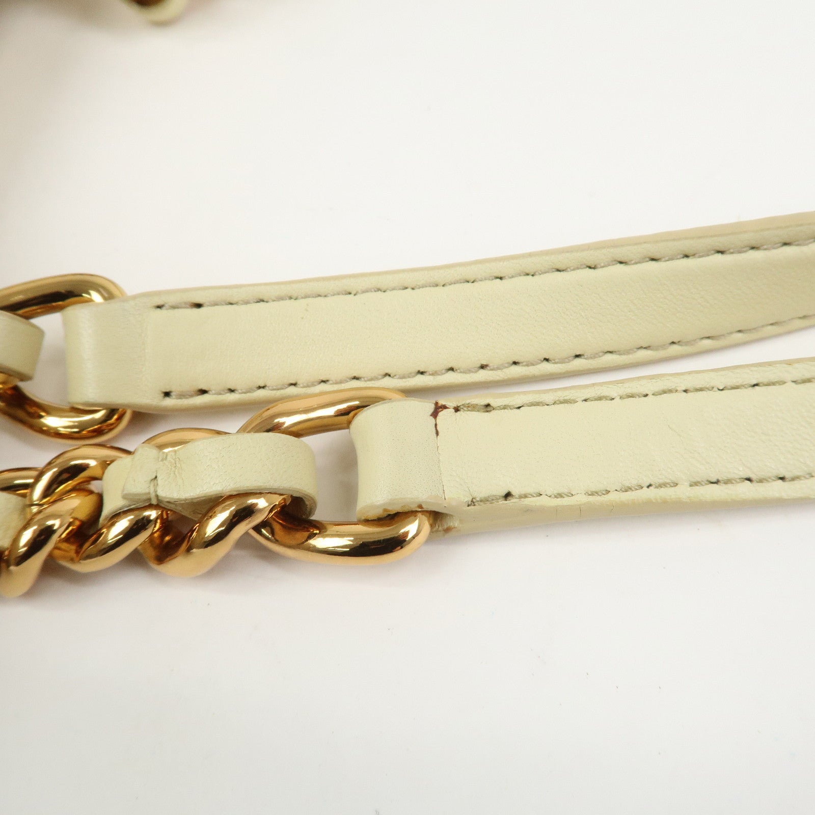 MIU MIU Logo Leather Shoulder Bag Hand Bag Cream