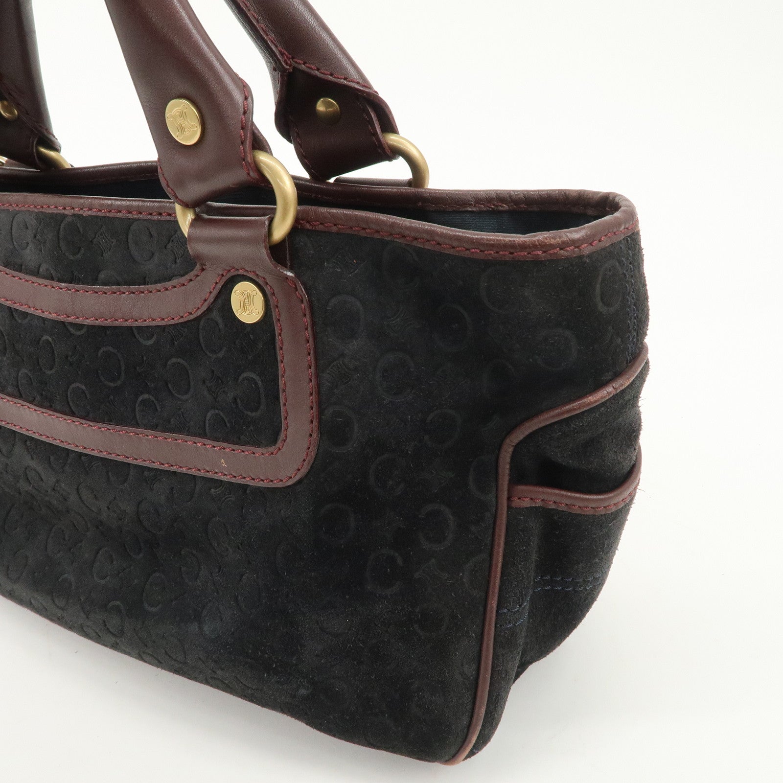 CELINE C Macadam Suede Leather Boogie Bag Bordeaux Black