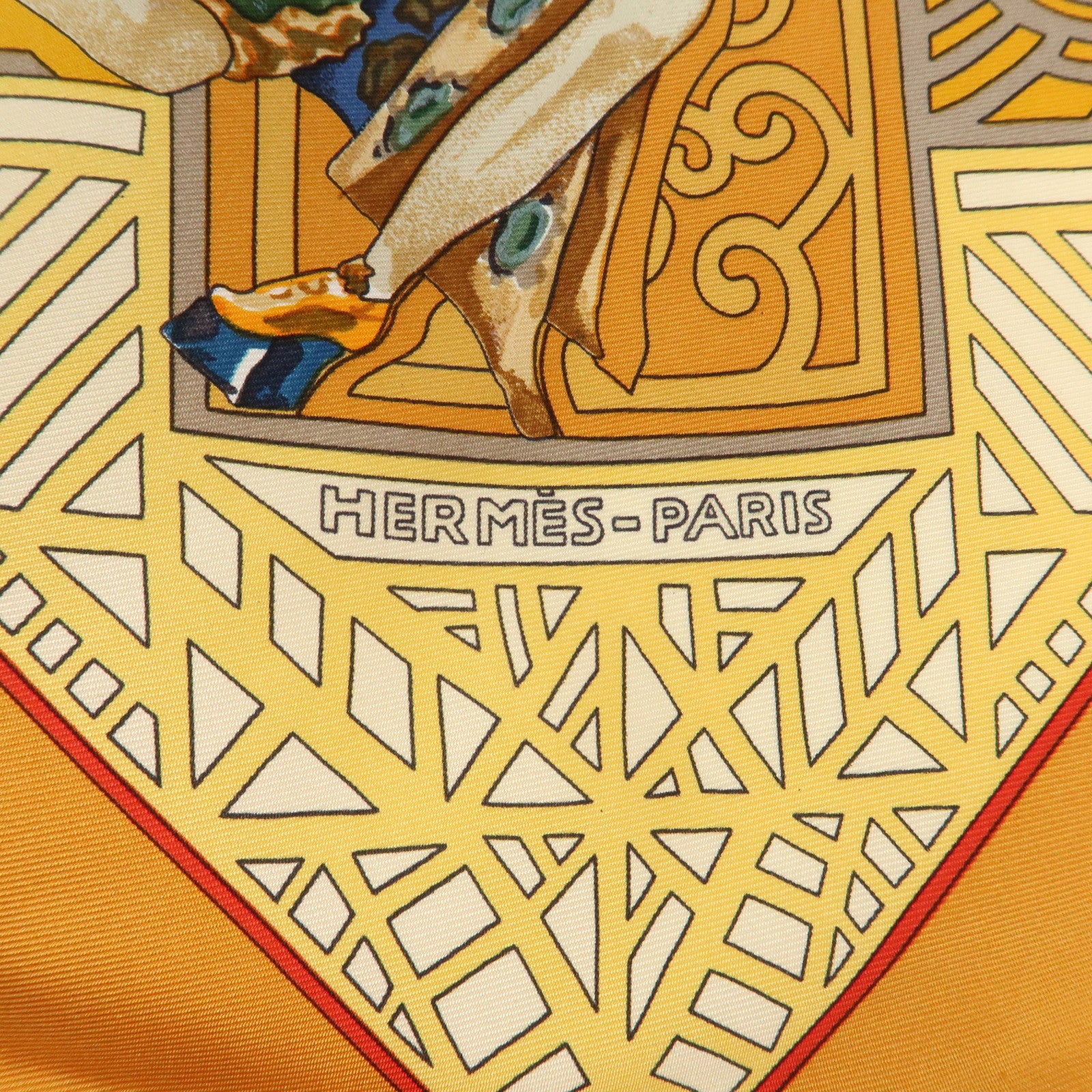 HERMES Carre 90 Silk 100% Scarf LES BALLETS RUSSES Orange