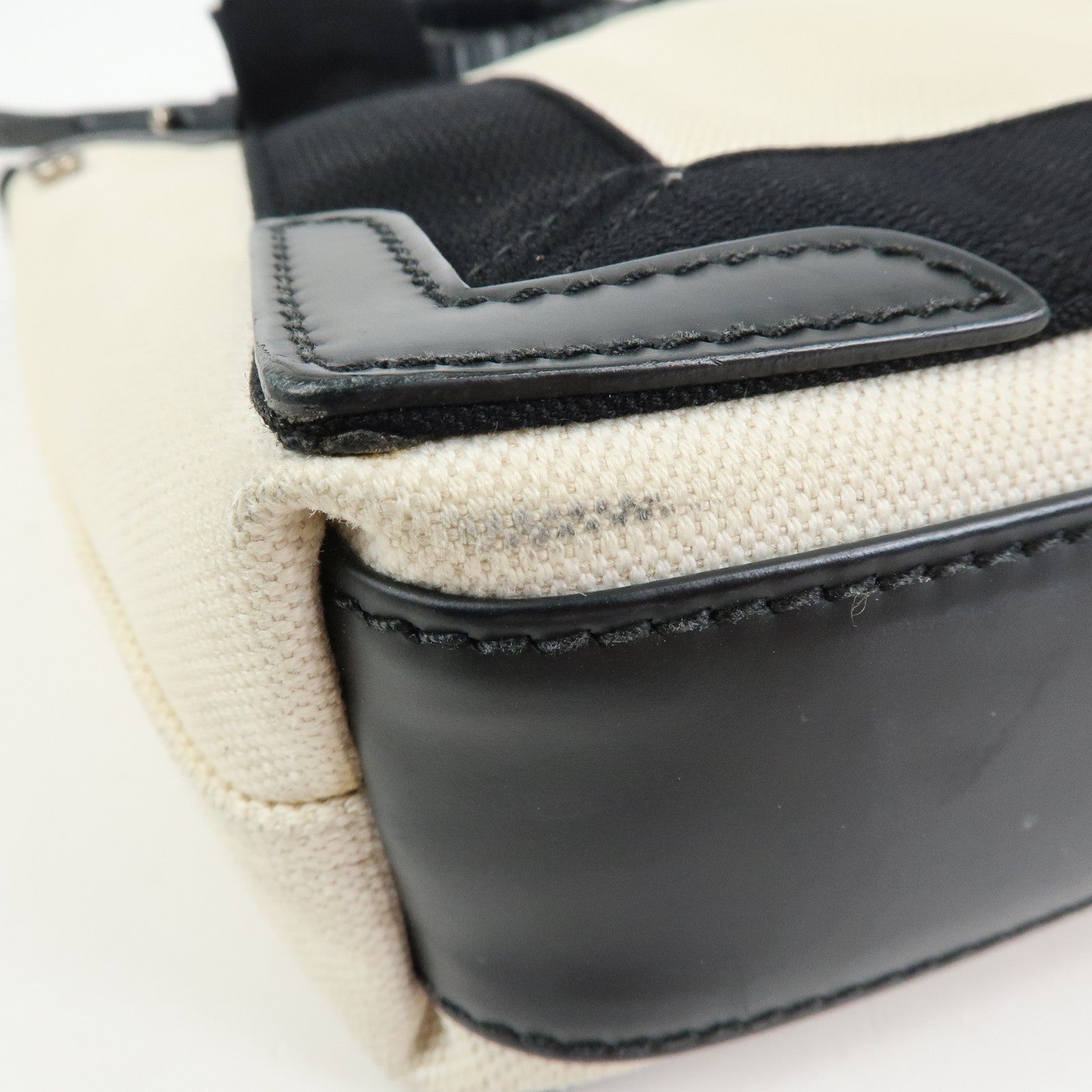 BALENCIAGA Navy Cabas XS Canvas Leather 2WAY Bag Natural 390346