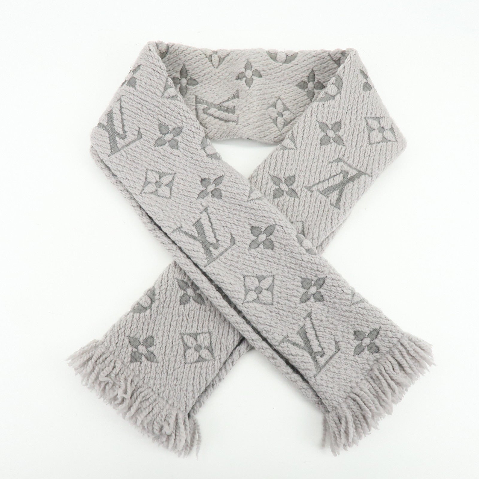 Louis Vuitton Monogram Escharp Logomania Scarf Gris Perle M74742