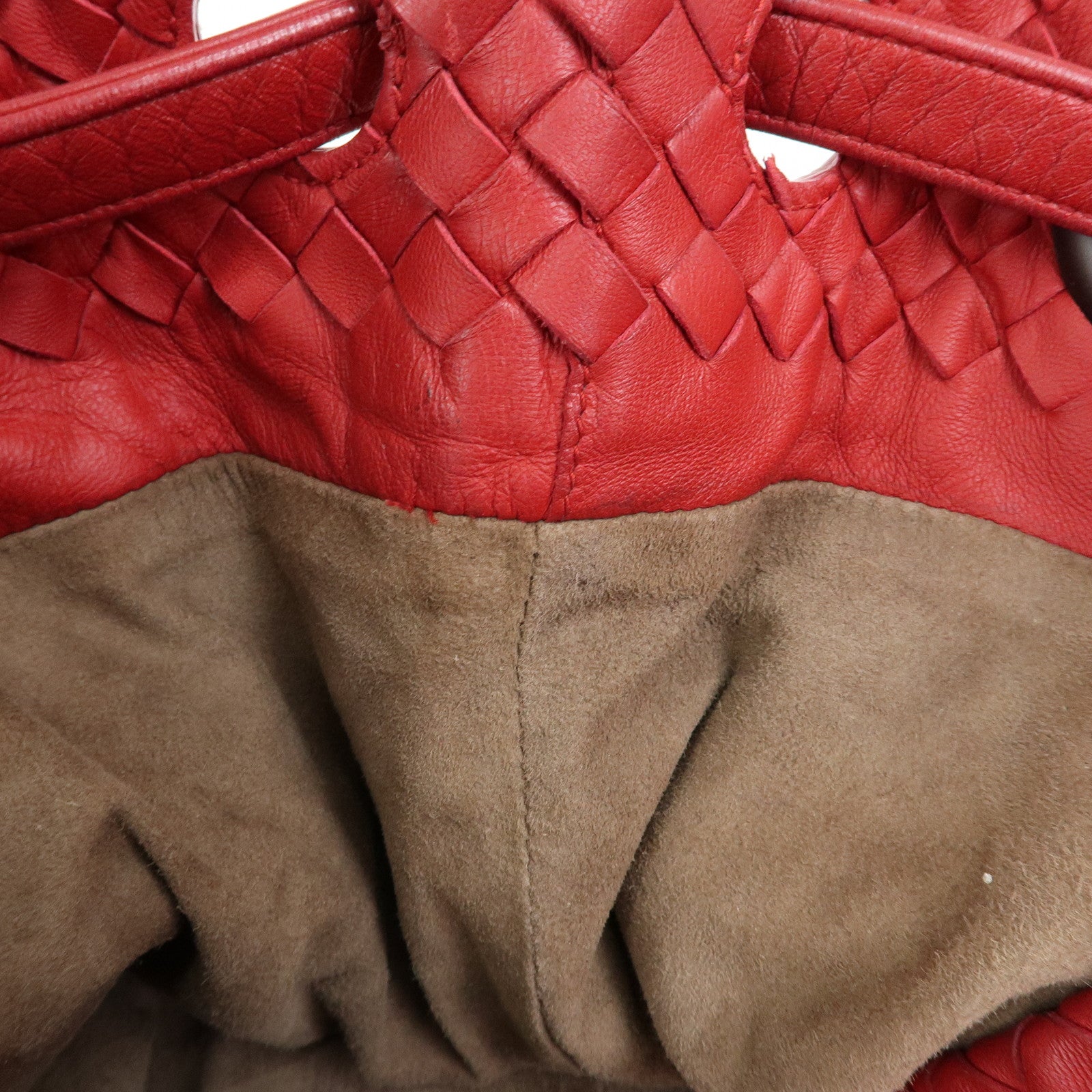 BOTTEGA VENETA Intrecciato Leather Shoulder Bag Hand Bag Red