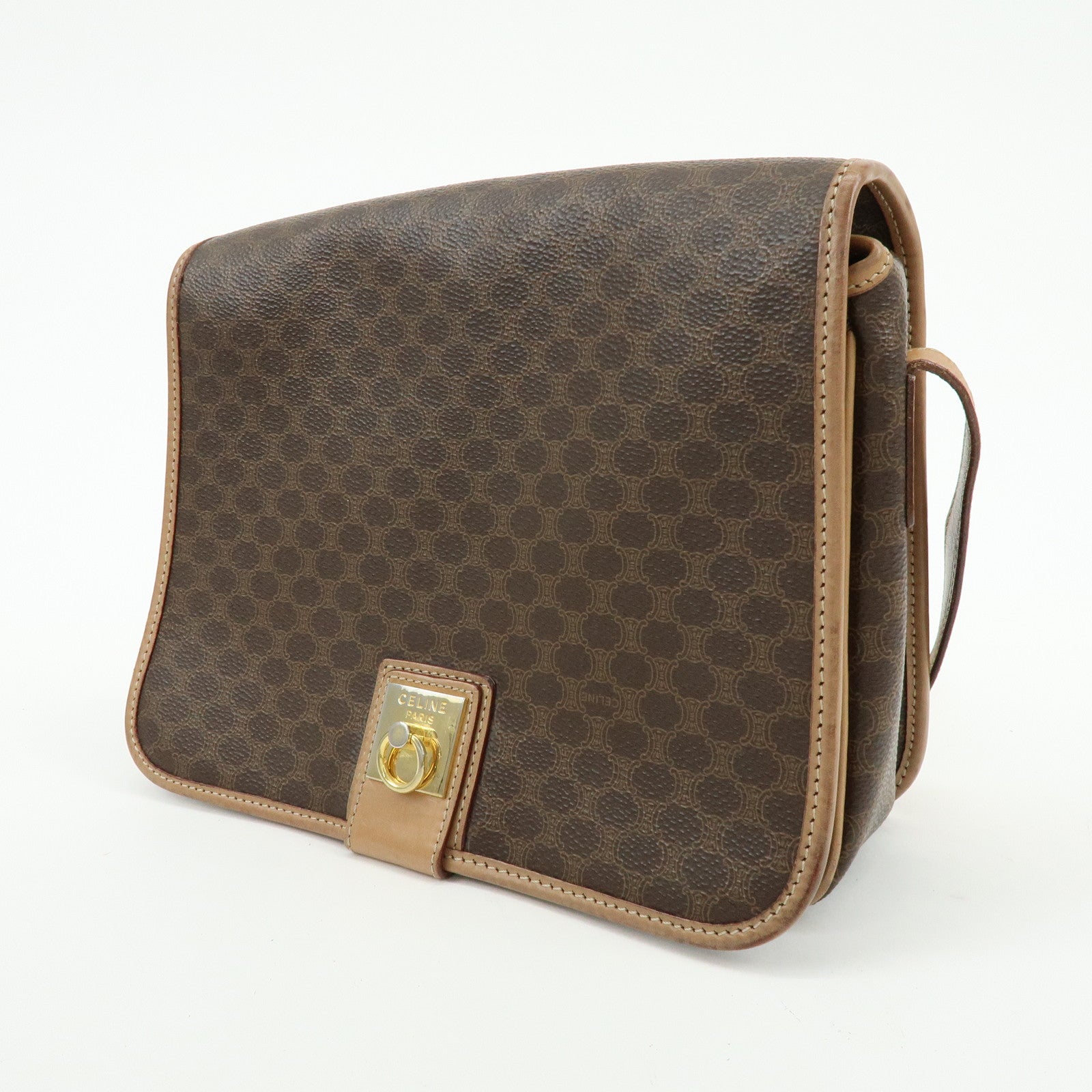 CELINE Macadam PVC Leather Shoulder Bag Crossbody Bag Brown