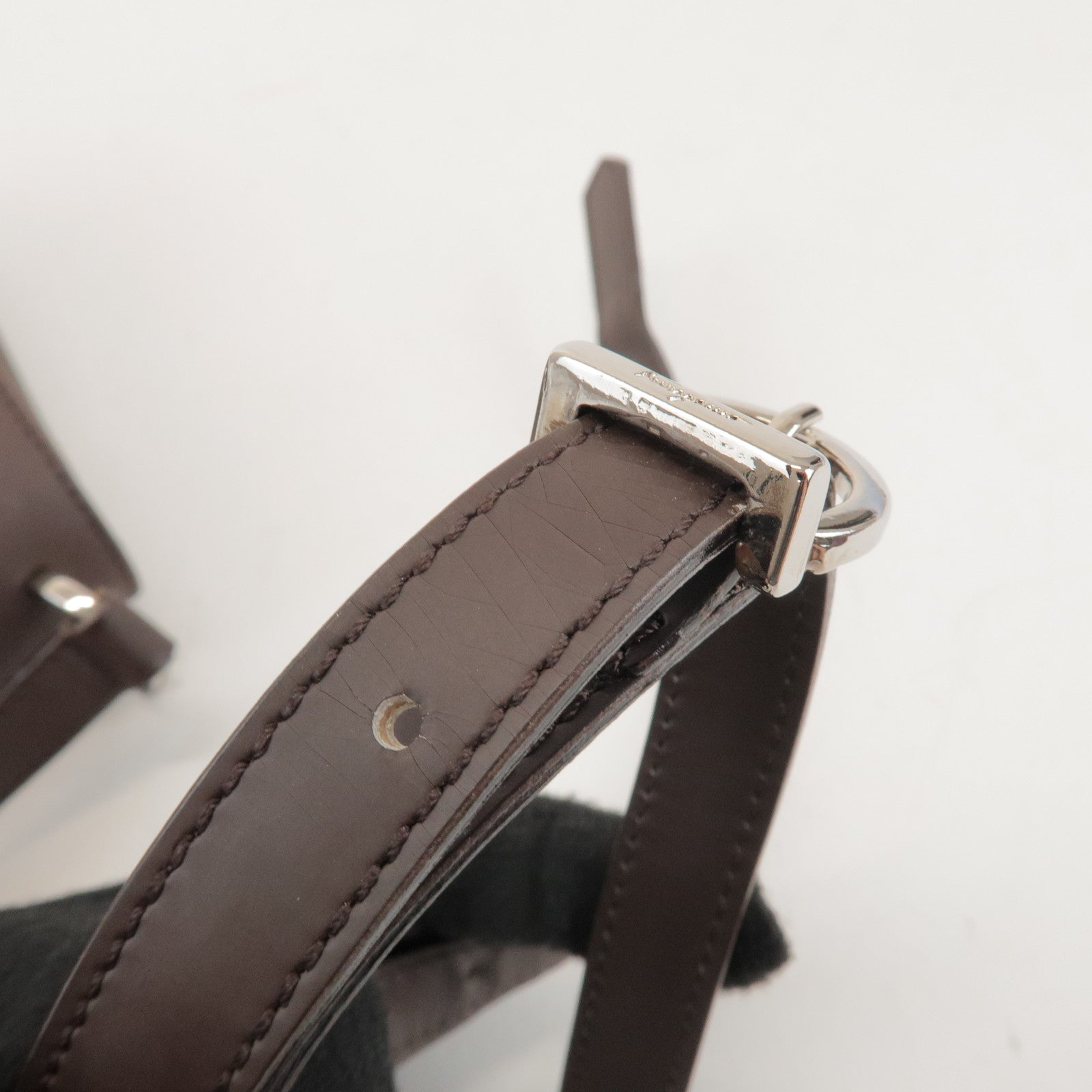 Ferragamo Vara Leather Shoulder Bag Crossbody Bag Brown