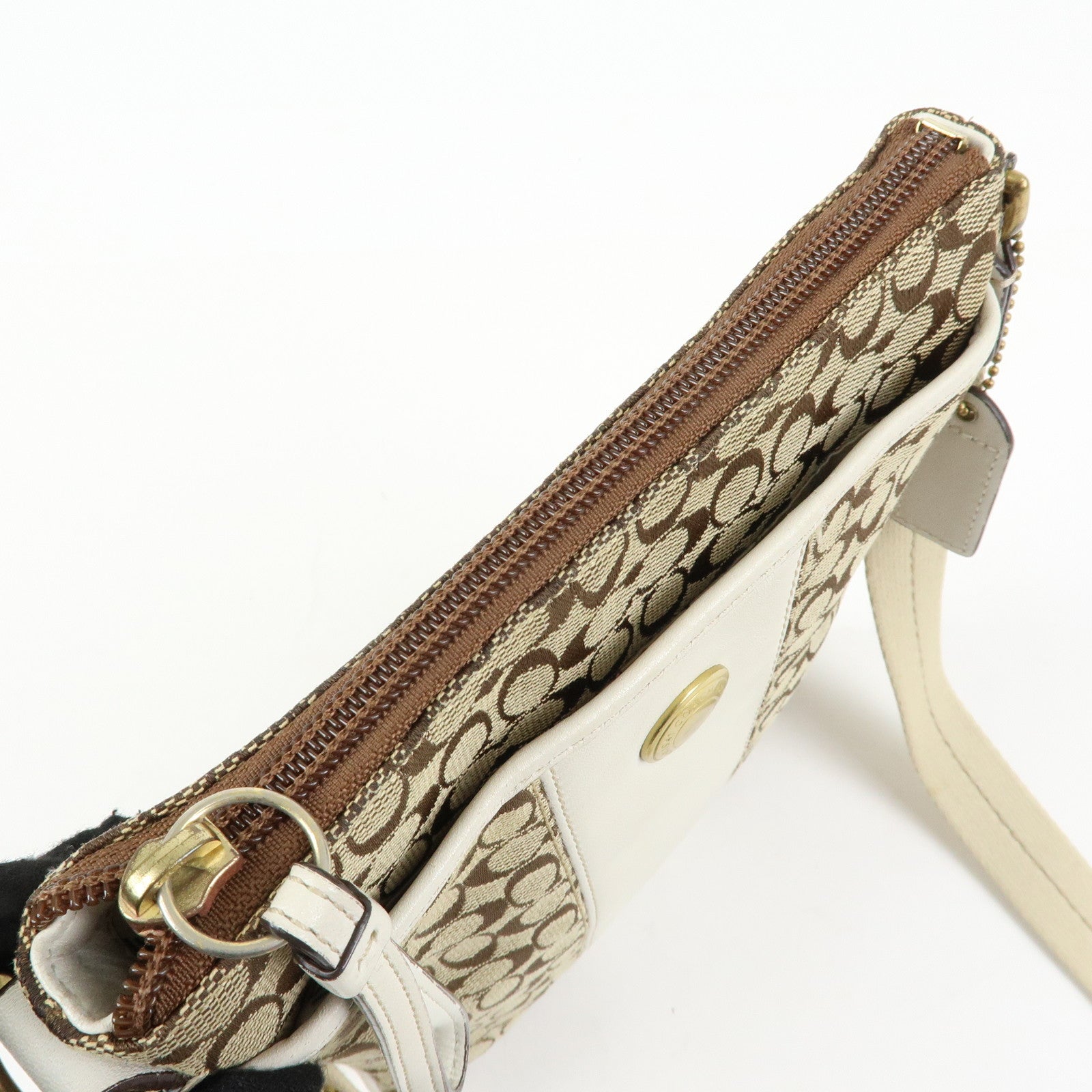 COACH Signature Set of 2 Shoulder Bag Crossbody Bag Brown Ivory