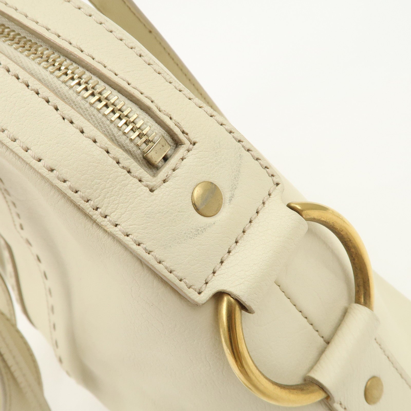 SAINT LAURENT PARIS Muse Leather Hand Bag Shoulder Bag Ivory