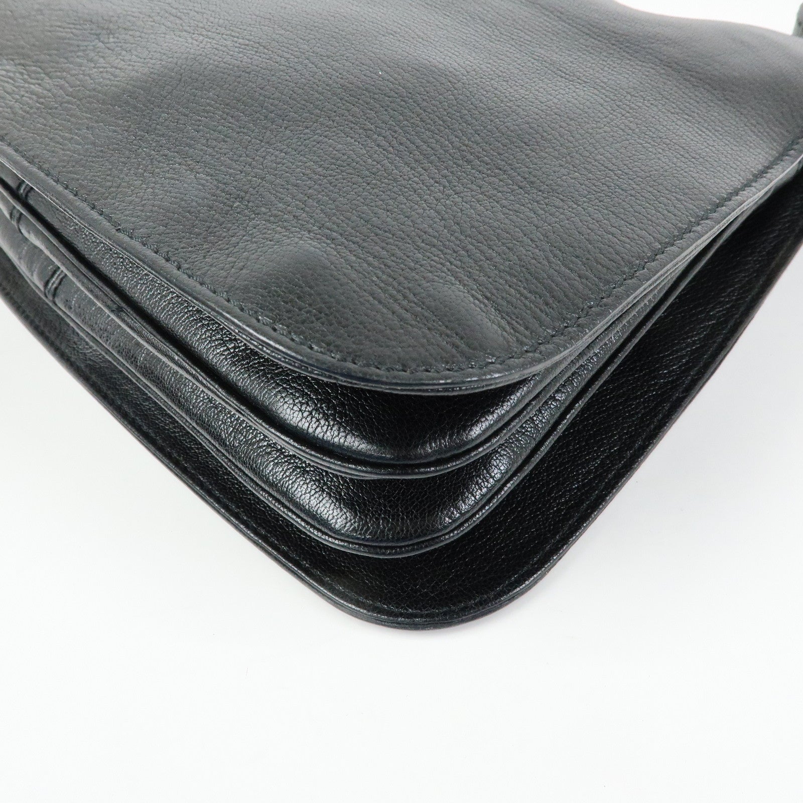 GUCCI Interlocking G Leather Shoulder Bag Hand Bag Black 115746